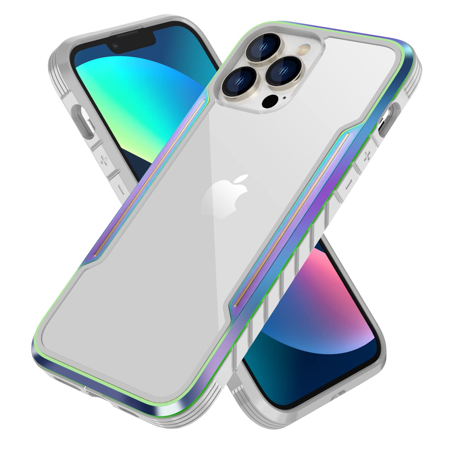Shockproof Heavy Duty Clear Phone Case with Metal Aluminum Frame for iPhone 13 Pro Max 6.7 Inch - Protective Cover for Work, Outdoor & Travel | Compatible with Apple iPhone 13 Pro Max
