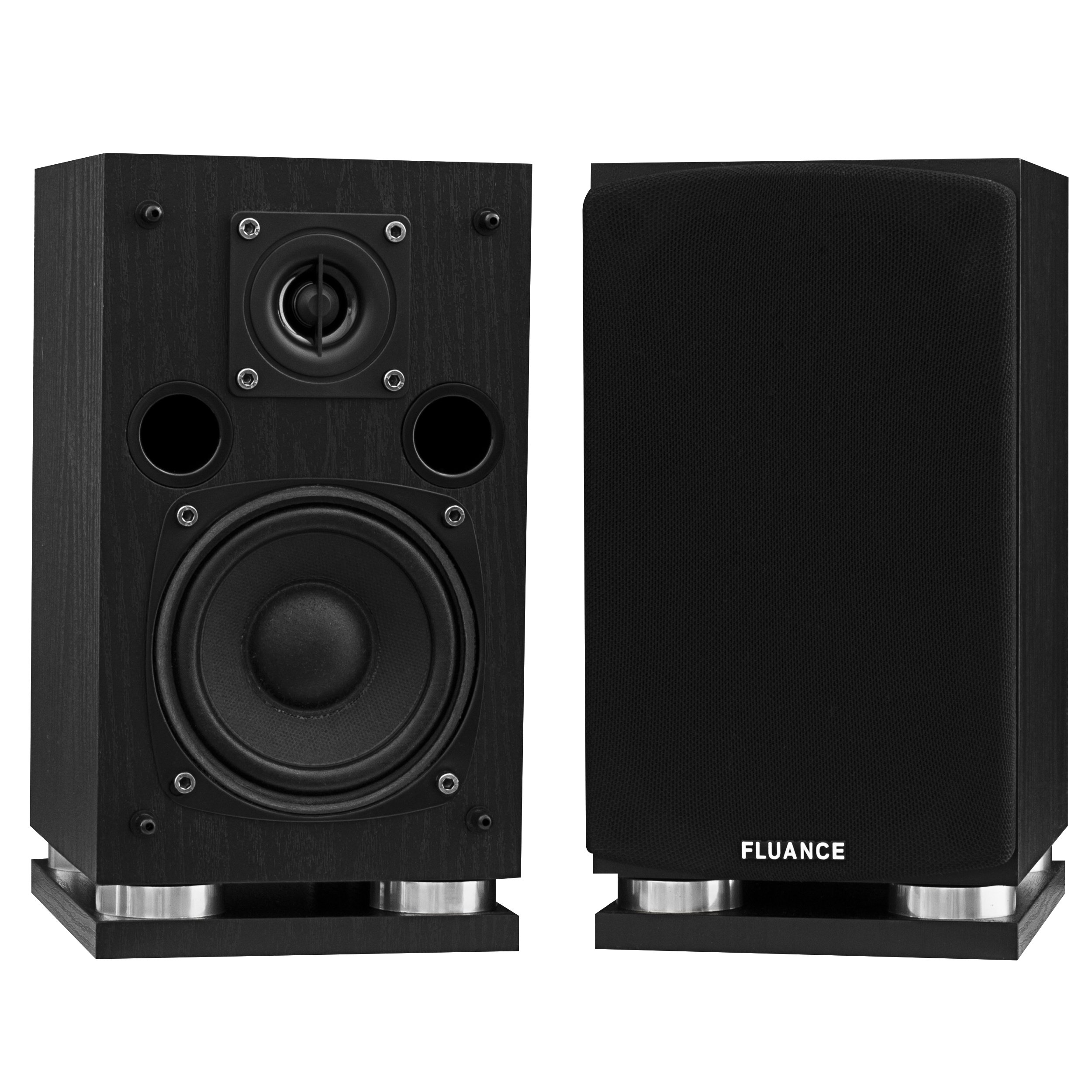 Fluance Elite High Definition 5.0 Channel Home Theater Speaker System with 2-Way Bookshelf, Center Channel, and Rear Surround Speakers - Black Ash (SX50BC) for Immersive Movie Nights and Gaming