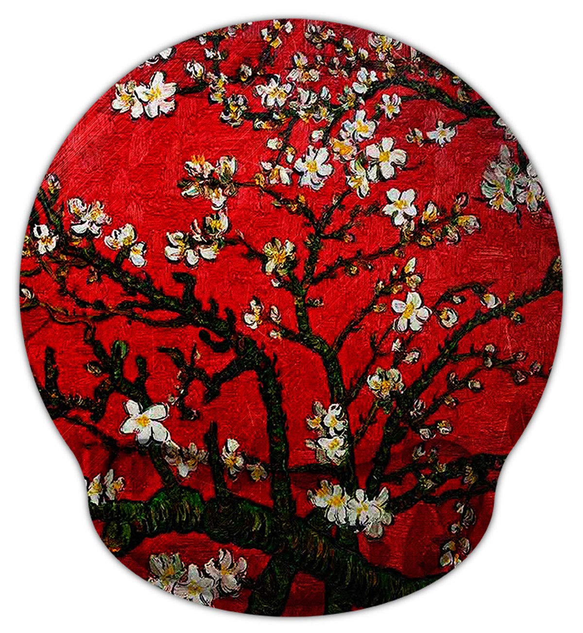 Premium Ergonomic Gaming Mouse Pad with Wrist Rest - Non-Slip Base & Durable Surface - Van Gogh Cherry Blossom Design for PC, Laptop, Office & Gaming Setup