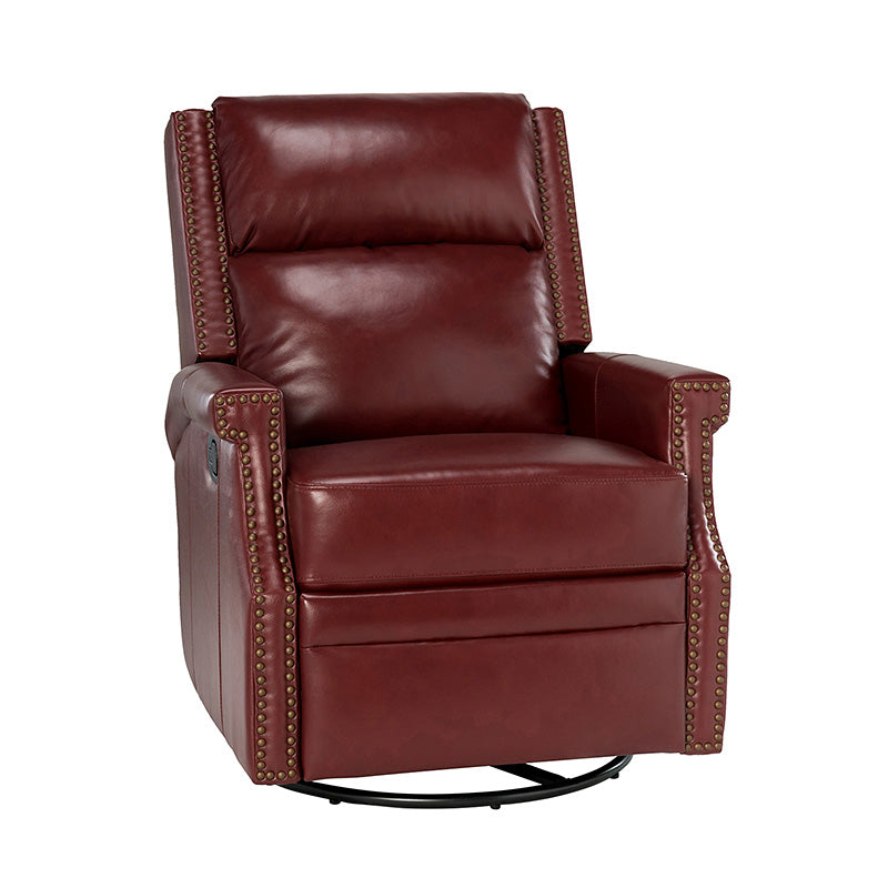 Canace Modern Genuine Leather Manual Glider Rocker Recliner Chair - Comfortable Swivel Lounge Chair for Living Room, Nursery, and Office Relaxation