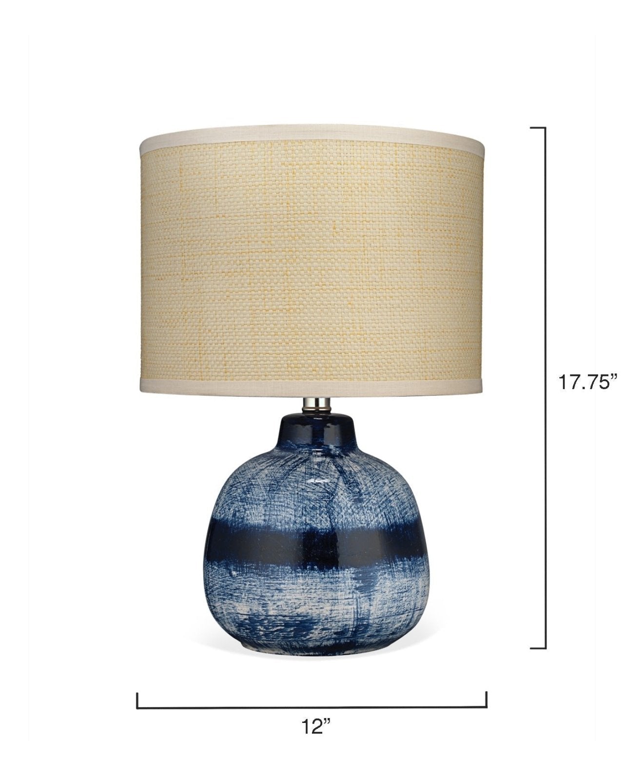 Handmade Batik Table Lamp - Blue & Cream Small Decorative Light for Bedroom, Living Room, or Office