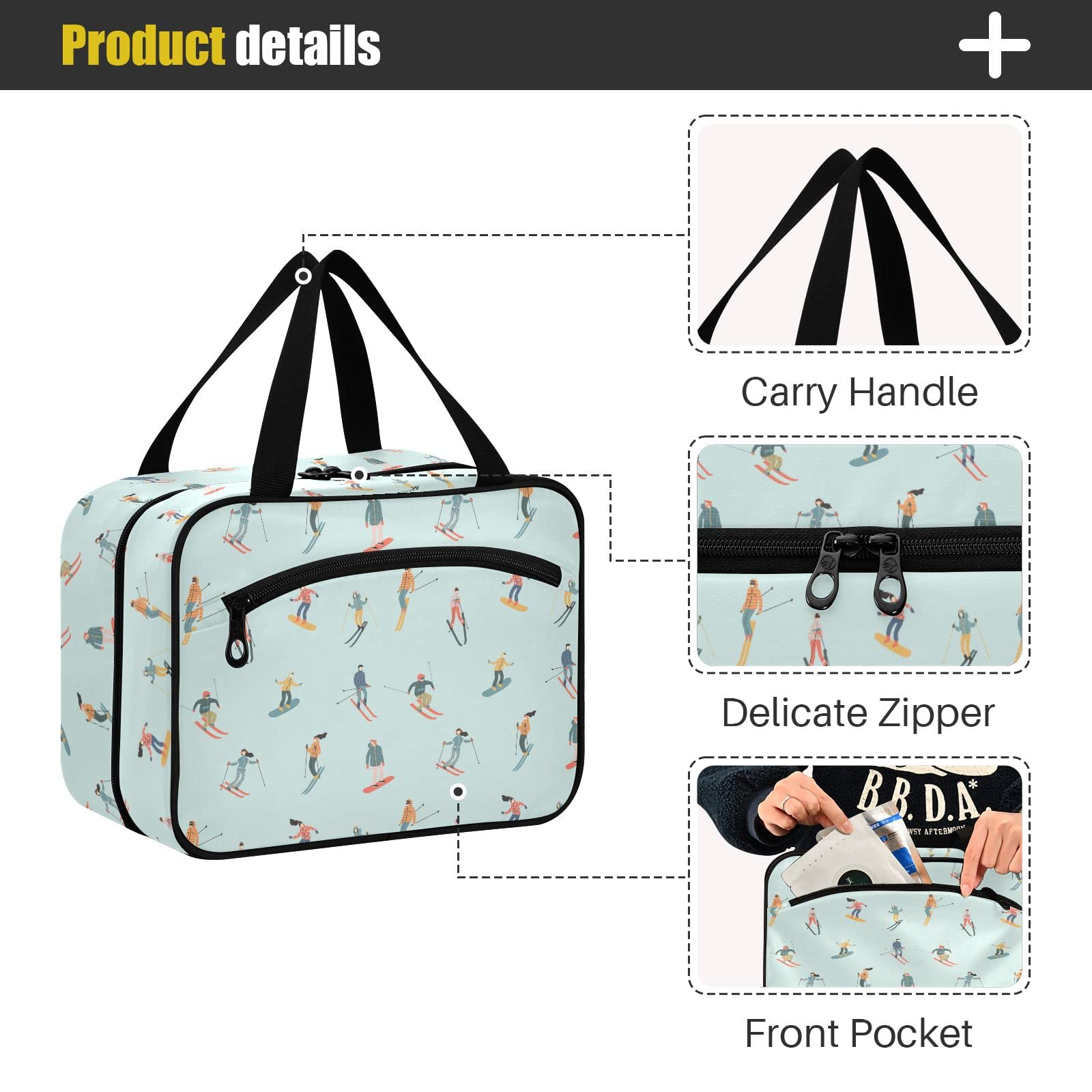 CHIFIGNO Hanging Travel Cosmetic Bag - Waterproof Makeup Organizer for Women & Men - Perfect for Bathroom, Shower, Gym, Skiing & Snowboarding - Holds Toiletries, Accessories & Shampoo