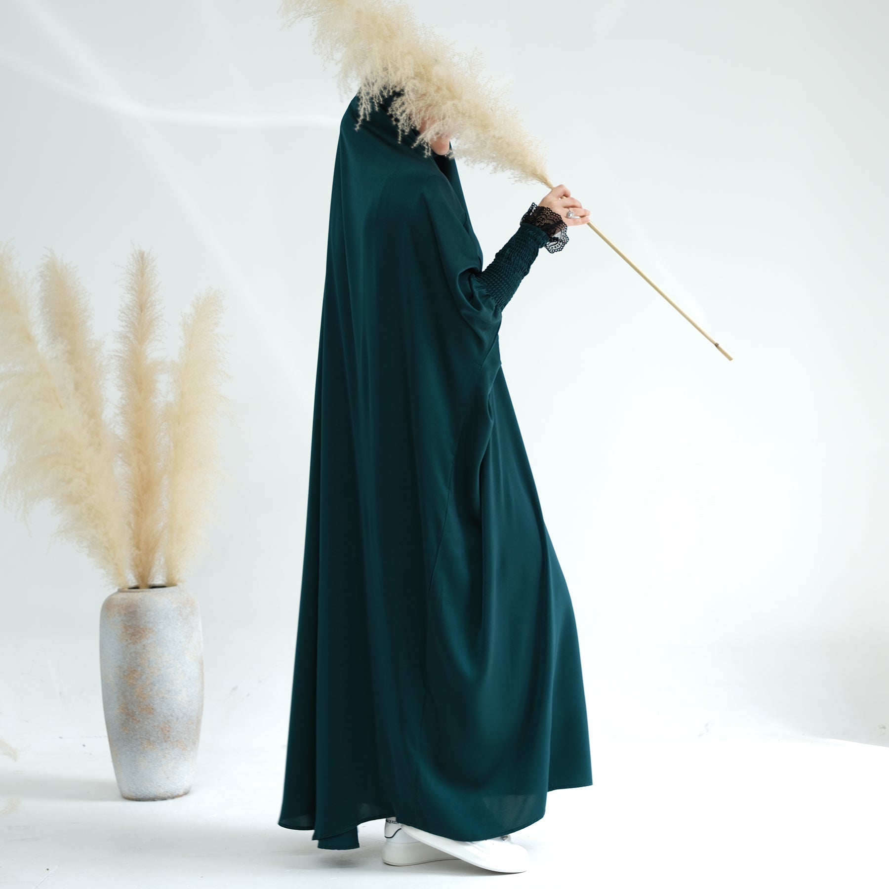 Marwa Satin Jilbab - Dark Emerald Green Hijab for Women | Modest Islamic Prayer Scarf | Perfect for Daily Wear, Mosque & Special Occasions
