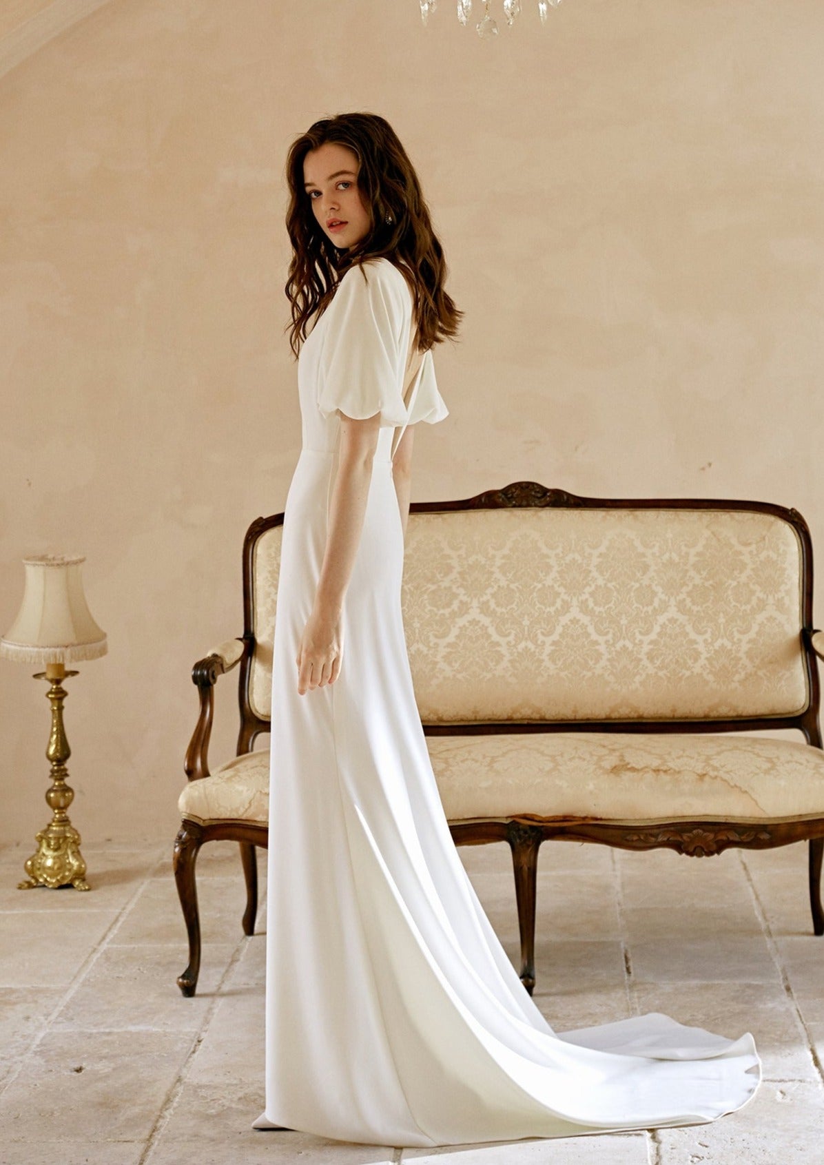 Custom Wedding Gown Nemesis - Elegant Handmade Bridal Dress for Bride, A-Line Lace Gown with Long Train | Perfect for Church Ceremony, Beach Wedding & Formal Reception