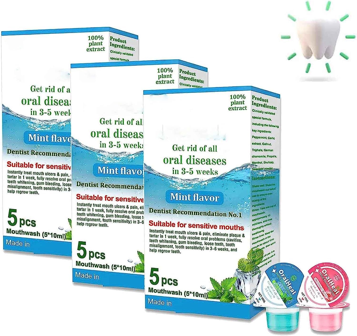 OralHeal Jelly Cup Mouthwash - Restores Teeth & Gum Health, Whitening & Fresh Breath (3-Pack) | Ideal for Daily Oral Care, Travel & Post-Dental Treatments