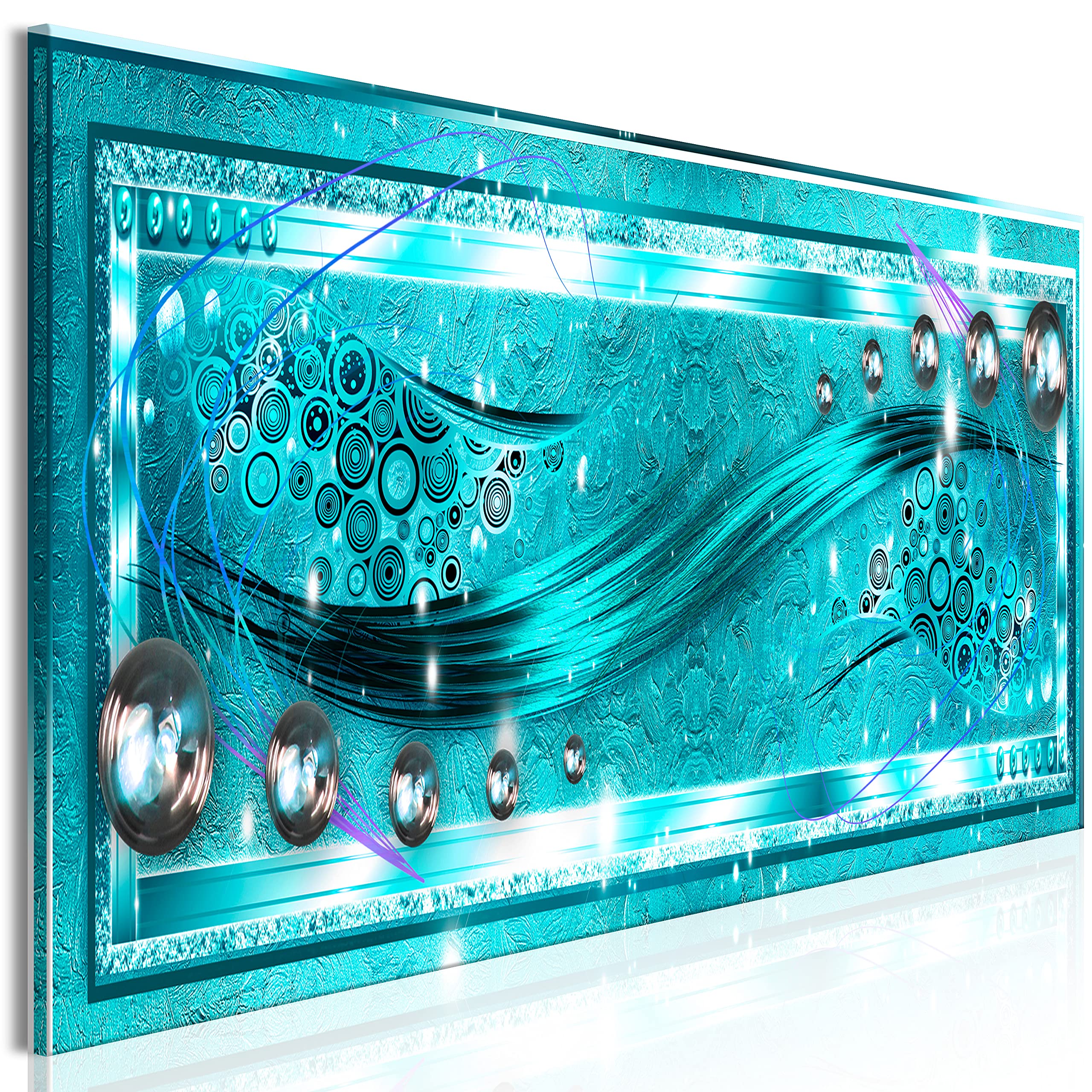 Artgeist Acoustic Canvas Wall Art Print - 47x16 Inch Abstract Soundproofing Artwork with Acoustic Foam | Diamond Flash Pearls Turquoise Design | Perfect for Home Theater, Music Studio & Office Decor (Model a-A-0749-b-a)