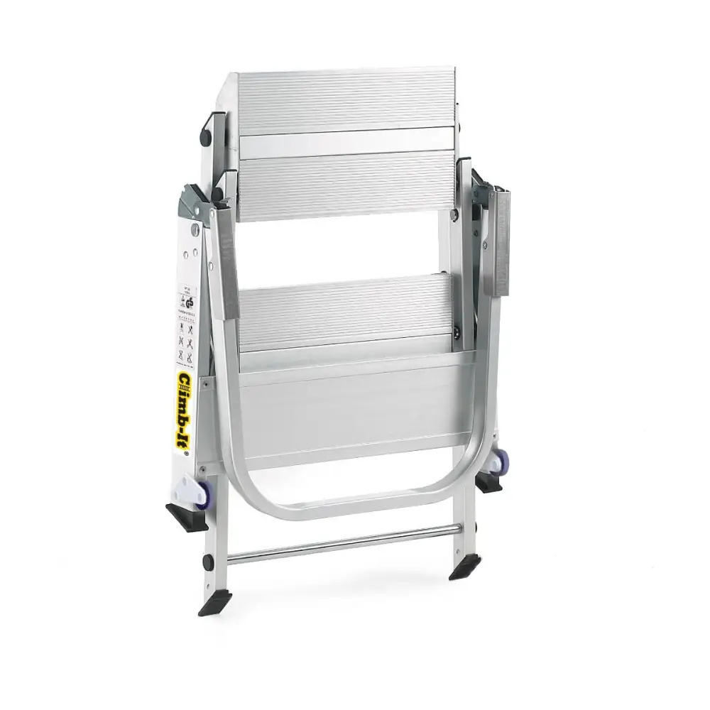Climb It Easy Slope Aluminum Folding Ladder Steps - Lightweight Portable Step Stool for Home, Garage & Outdoor Use
