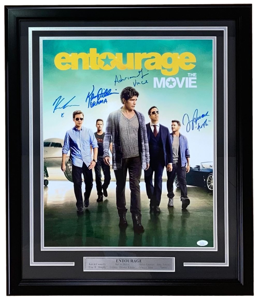 Entourage Cast Signed Framed 16x20 Movie Photo - Jeremy Piven, Adrian Grenier & More (JSA Certified) - Perfect for TV Show Memorabilia Collectors & Home Theater Decor