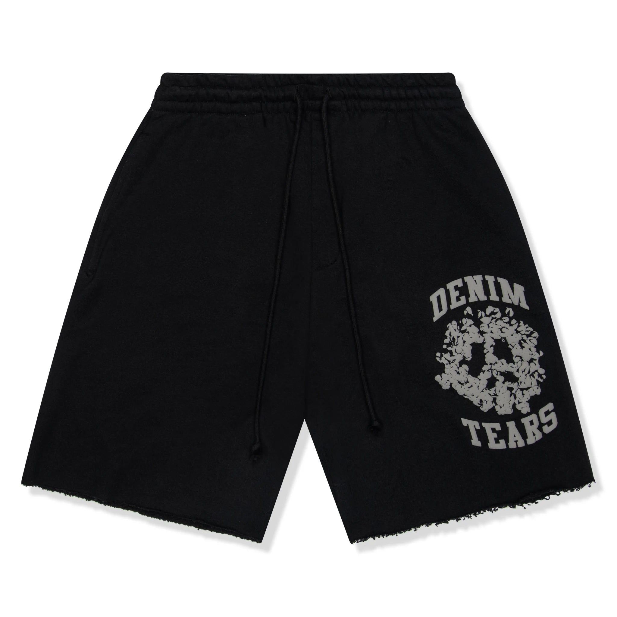 Denim Tears Denim University Black Sweat Shorts for Men - Comfortable Cotton Casual Shorts for Summer, Gym, and Streetwear Fashion