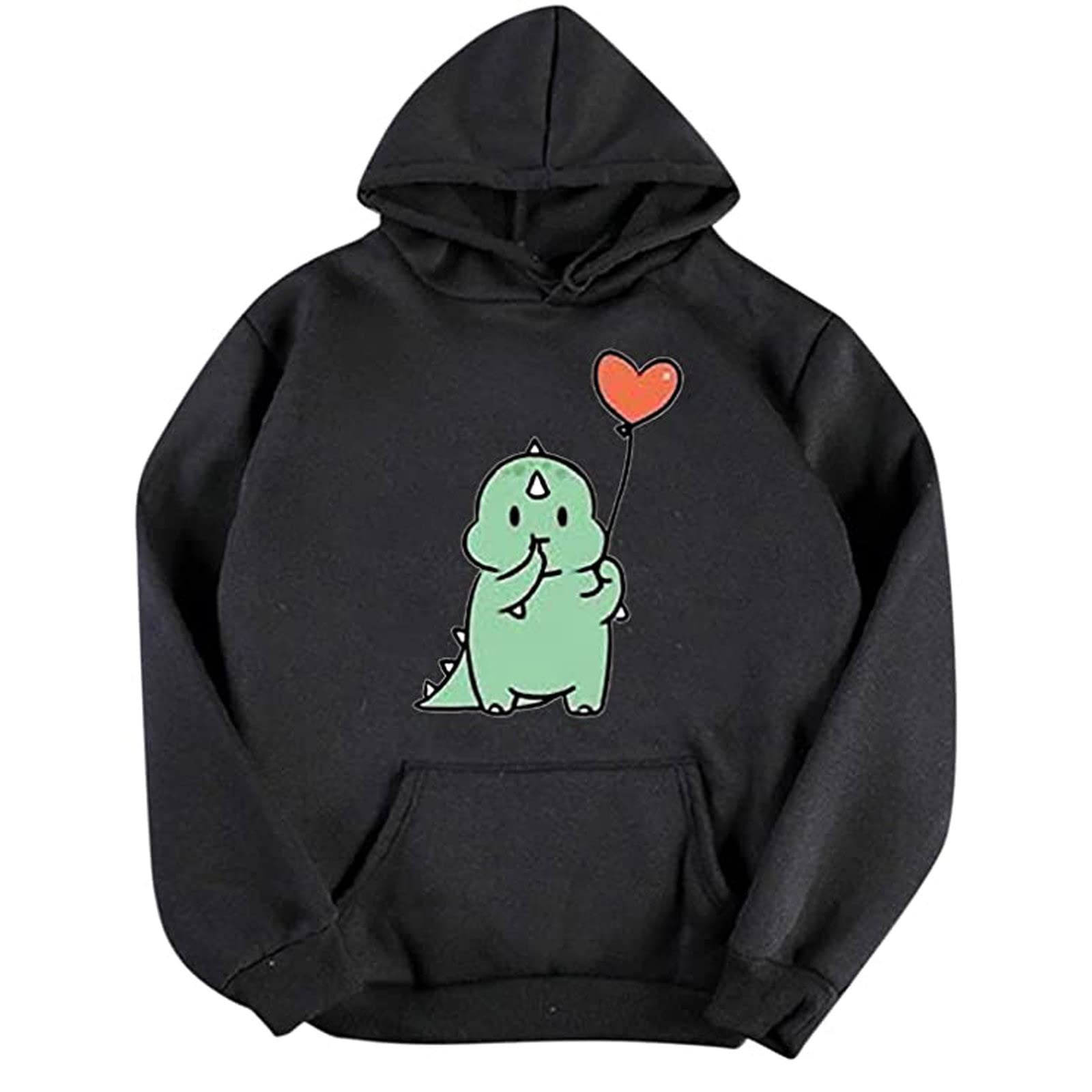 Women's Oversized Dinosaur Print Pullover Hoodie - Cute Animal Graphic Sweatshirt for Women, Warm Fleece Sportswear Outerwear - Perfect for Casual Wear, Gym, and Outdoor Activities