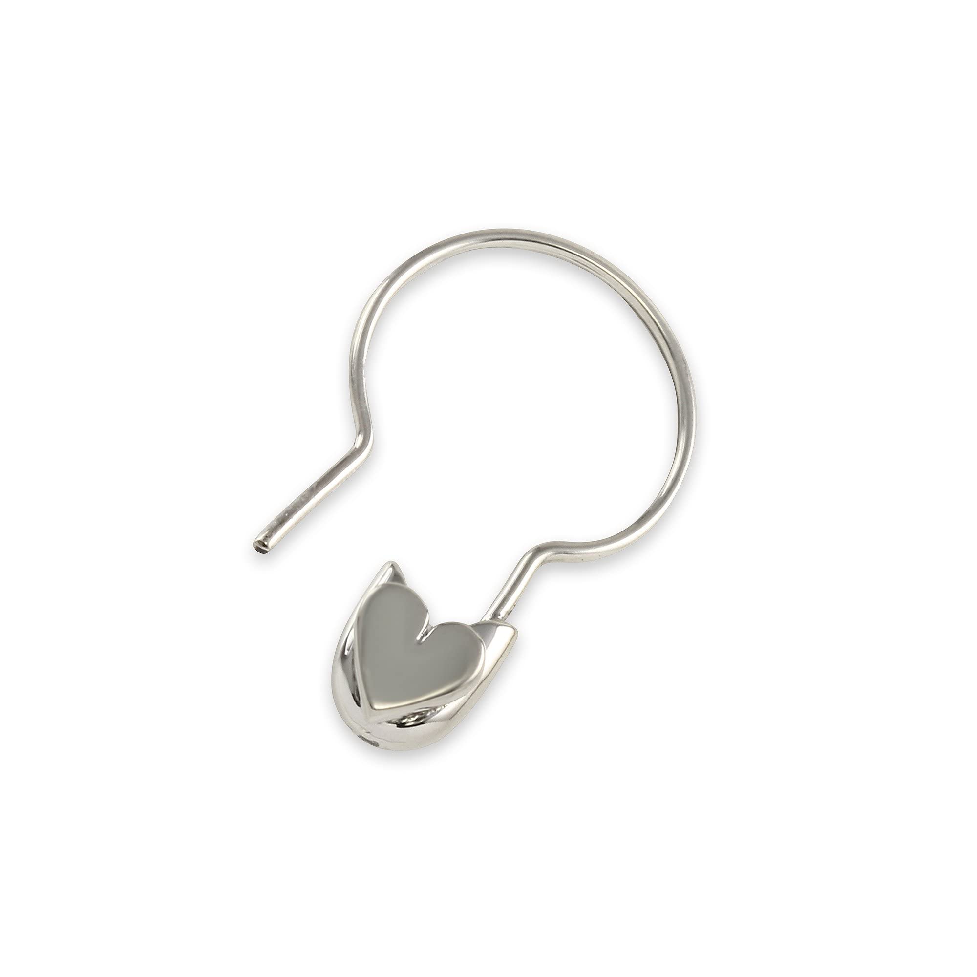 Monte Christo Gold Safety Pin Hoop Earrings for Women - Single Earring Jewelry Gift - Made in USA - Heart Charm Design - Perfect for Casual Wear, Parties & Unique Fashion Statements