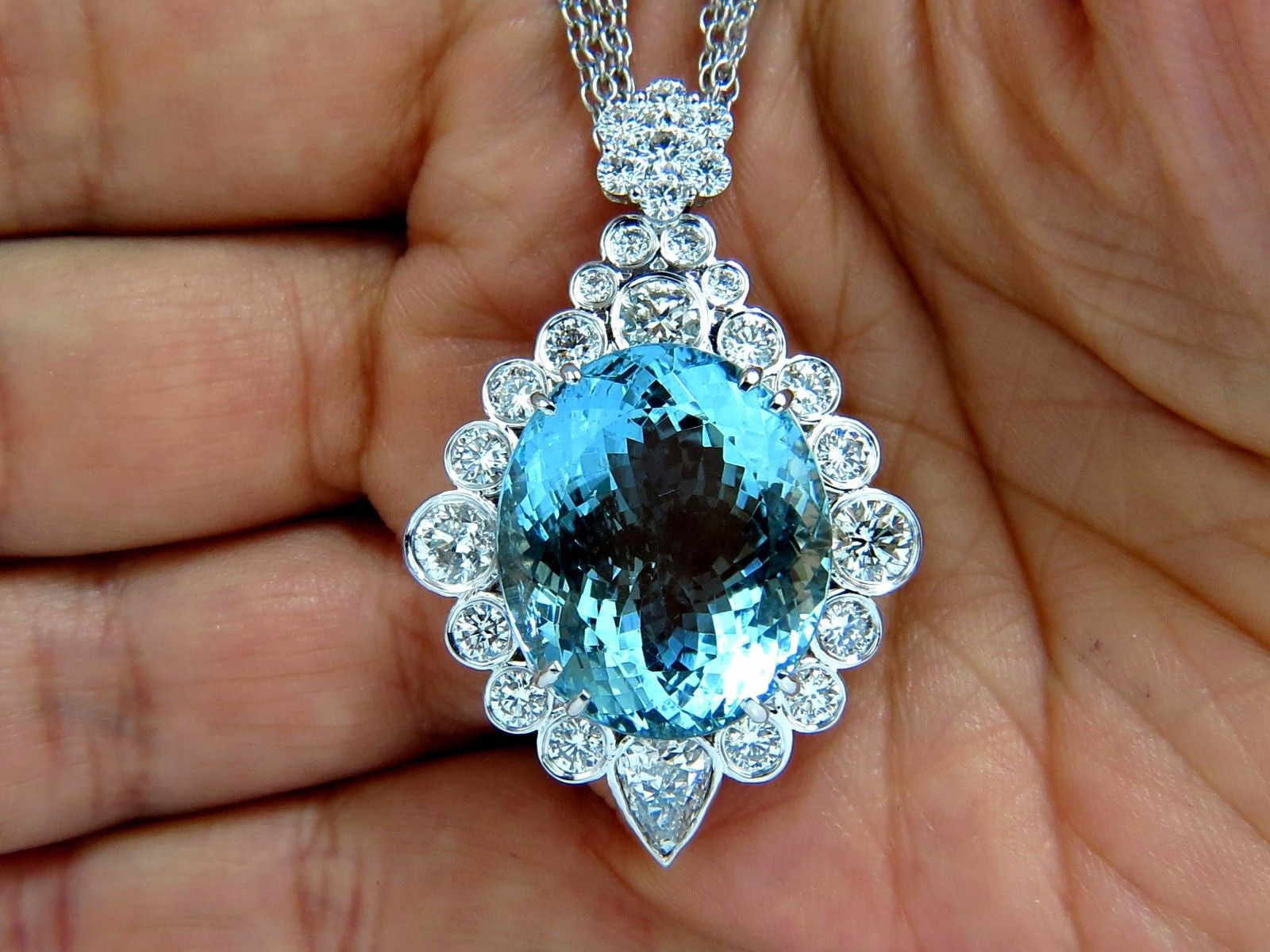 33.71CT GIA Certified Natural Blue Aquamarine Diamond Necklace - Elegant Jewelry for Women, Perfect for Weddings, Anniversaries & Special Occasions