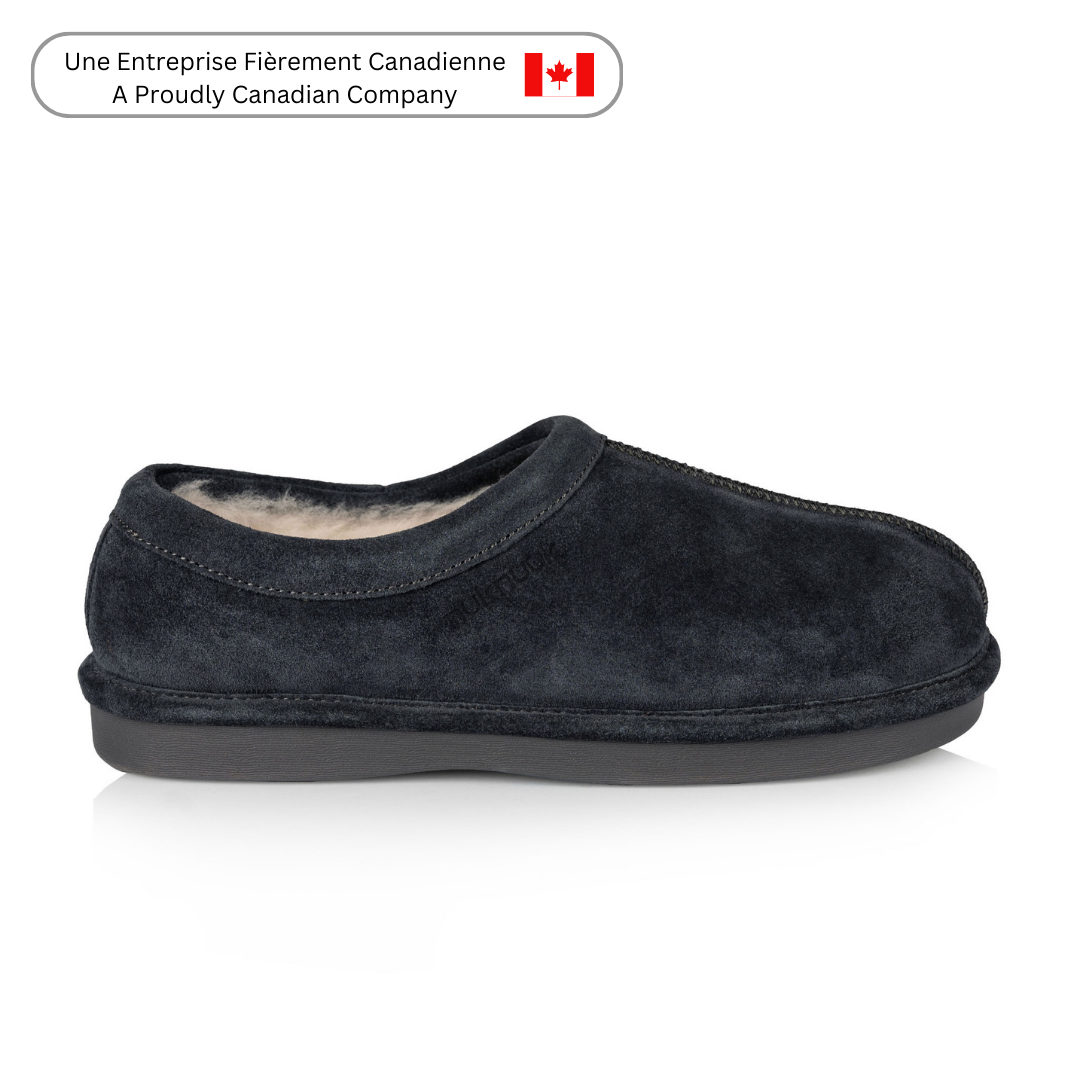 Thomas Men's Slippers - Soft Indoor/Outdoor House Shoes with Memory Foam - Comfortable Non-Slip Sole for Home, Lounge & Backyard (Charcoal)
