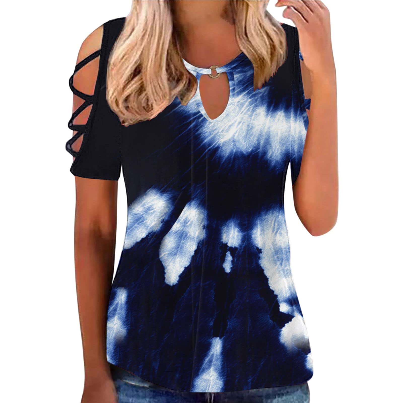 Women's Summer Floral V-Neck Short Sleeve T-Shirt - Casual Comfort Tee for Beach, Travel & Everyday Wear