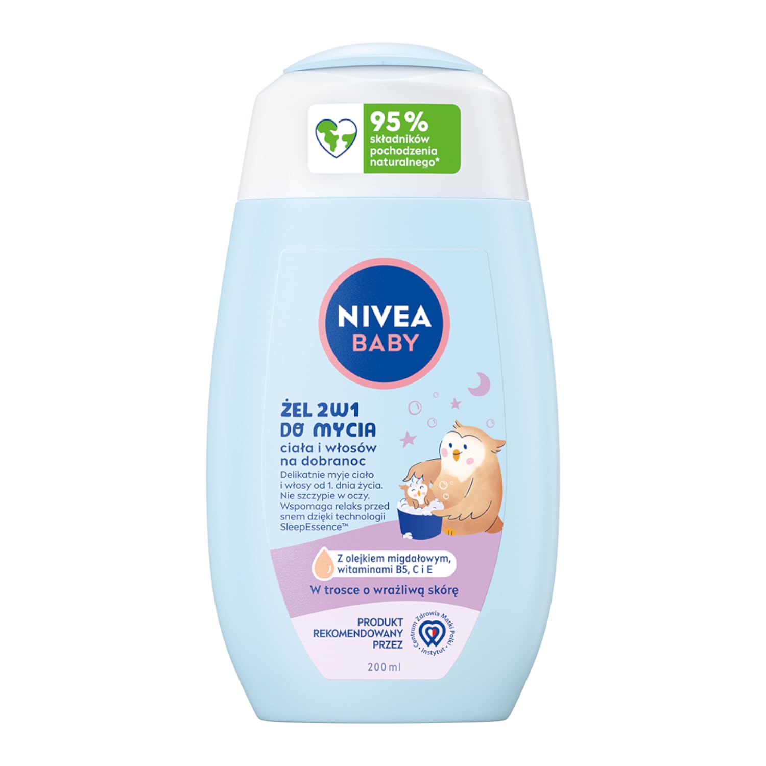 NIVEA BABY 2in1 Body & Hair Gel, 200ml - Gentle Nighttime Wash