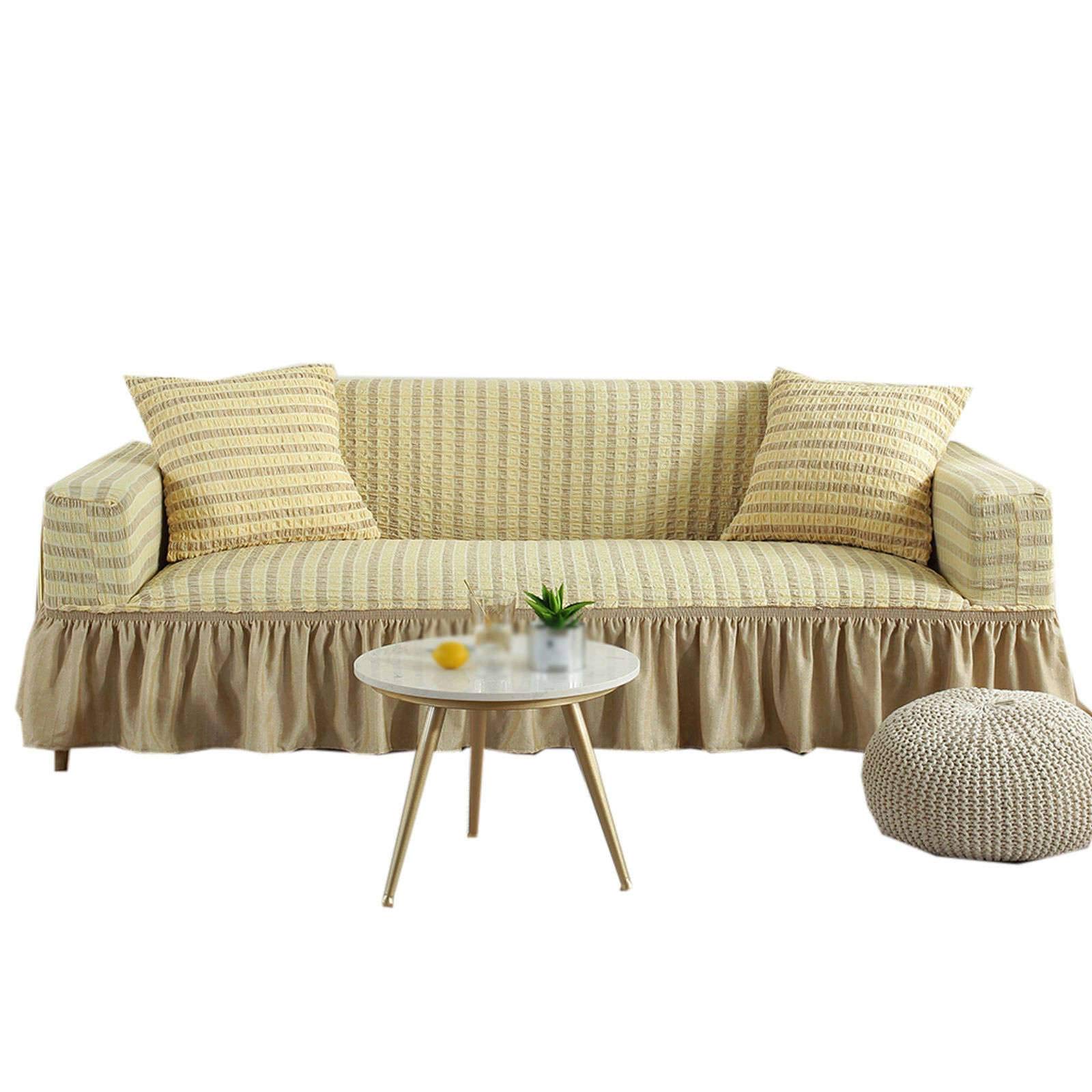 ZHFEL Stretch Sofa Slipcover with Skirt - Universal Washable Jacquard Elastic Furniture Protector for 1-4 Cushion Couches (210-230cm XL) - Perfect for Living Room Decor & Pet-Friendly Home Protection