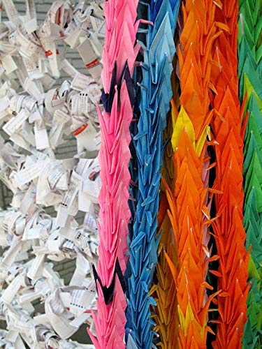 1000 Origami Cranes Japanese Art Poster - 20x30 Inch Laminated Wall Decor with Vibrant Colors - Perfect for Home, Office & Meditation Spaces