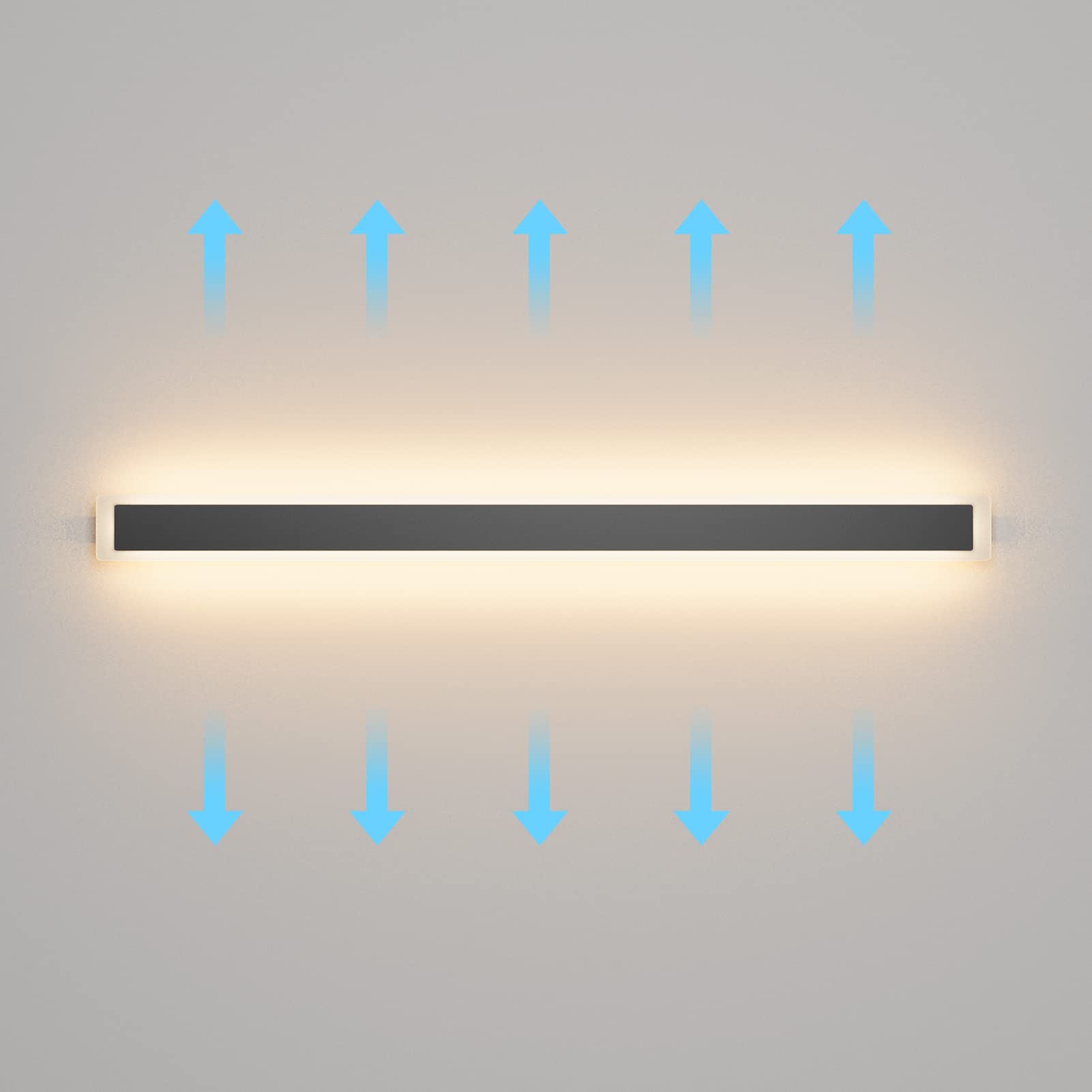 2 Pack Modern Outdoor LED Wall Sconce Lights - IP65 Waterproof & Anti-Rust, 3000K Warm White Exterior Lighting for Porch, Garage, Patio, Garden, and Backyard - Energy Efficient Long Strip Design for Home Security and Ambience