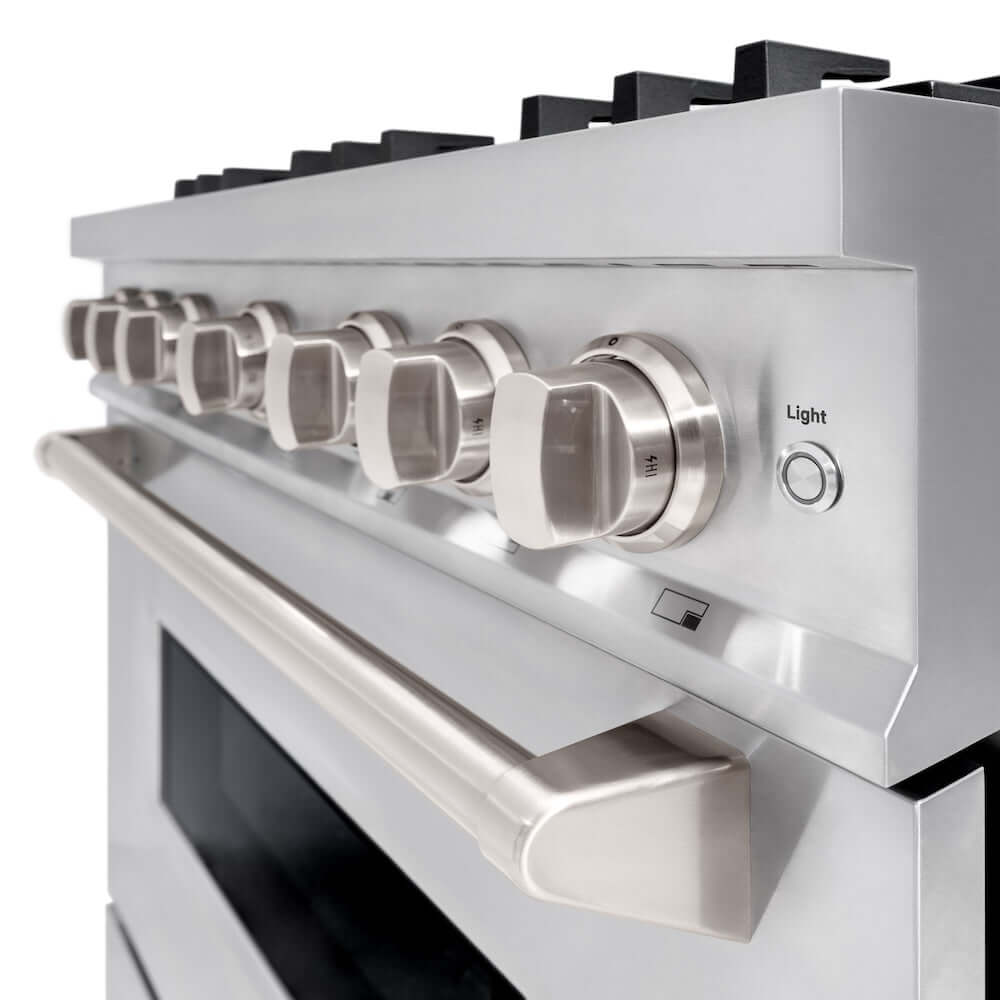 ZLINE 36 Inch 5.2 Cu. Ft. Stainless Steel Dual Fuel Range - Gas Cooktop & Electric Convection Oven with 6 Brass Burners (CDR BR 36) | Professional Kitchen Appliance for Home Chefs & Cooking Enthusiasts
