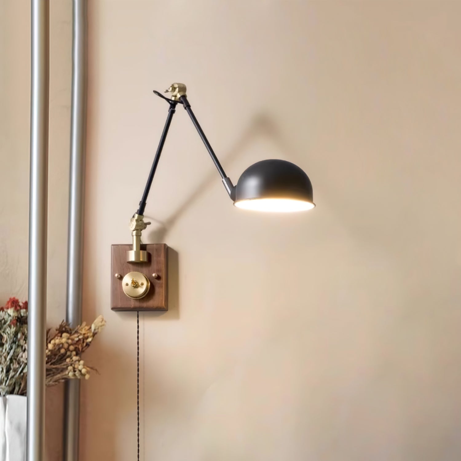 Gris Plug In Wall Lamp - Modern USB Night Light for Bedroom, Nursery, Hallway - Dimmable LED Touch Control with Warm White Light - Perfect for Kids, Adults, Home Decor