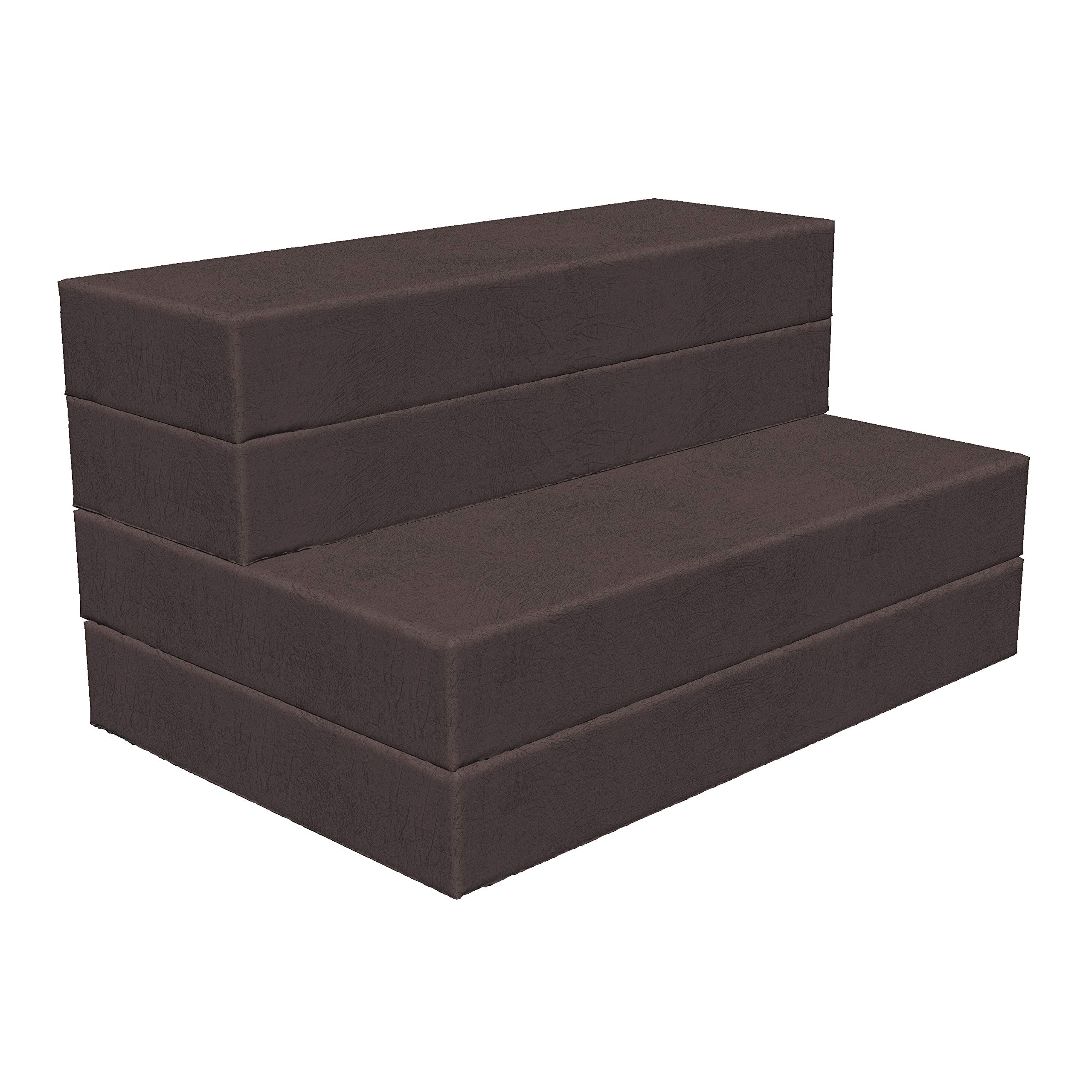 Ambesonne Faux Suede Foldable Mattress - Digital Print Grunge Texture Queen Size | Portable Lightweight Futon Mat for Guest Bed, Camping & Dorm Rooms | Dark Taupe Sleeping Pad for Home, Travel & Outdoor Use