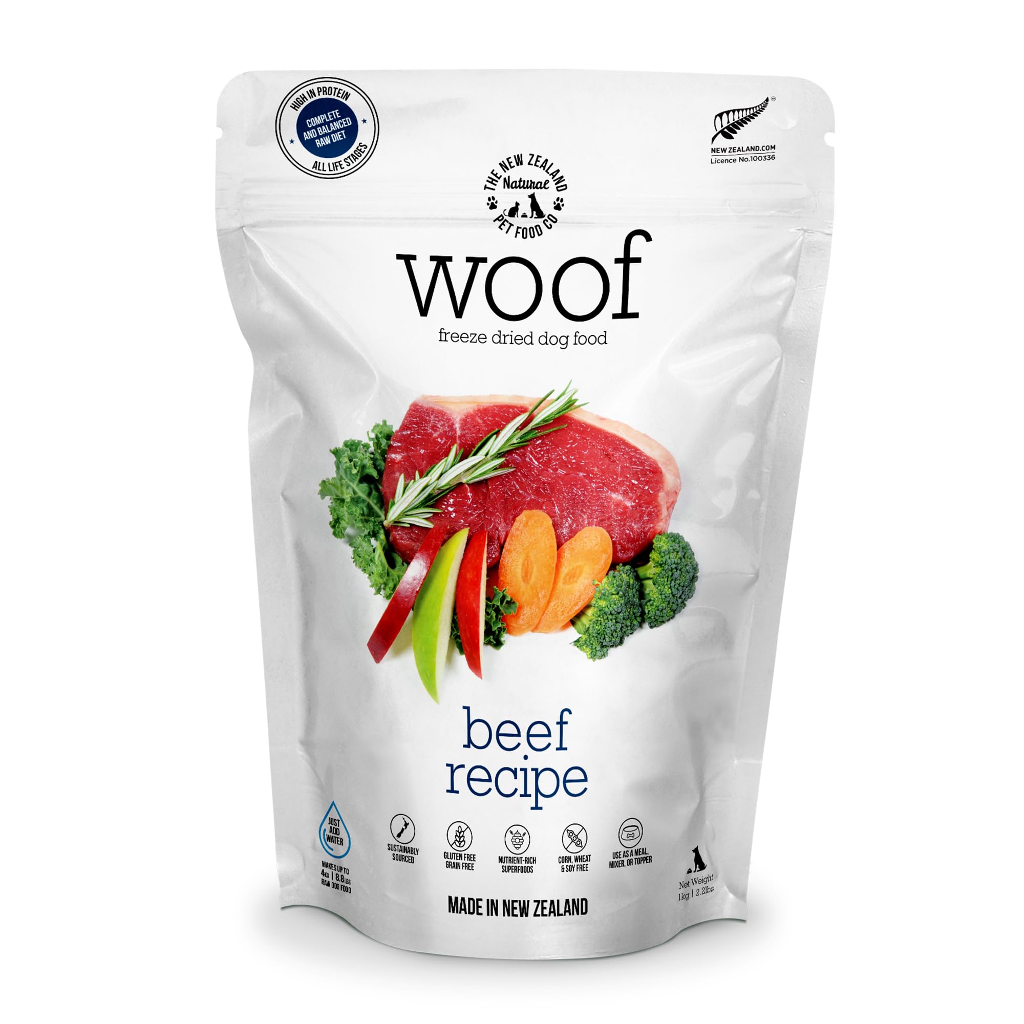 Premium Freeze Dried Dog Food - High Protein Beef Recipe for All Breeds | Grain-Free Dog Treats & Food Topper | 2.2 lb Bag | Perfect for Training, Travel & Mealtime Enhancement