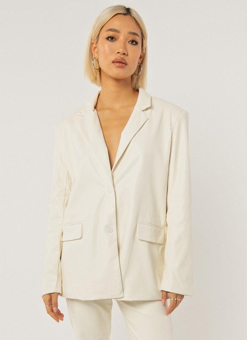 In The Mix Blazer - Ivory Snakeskin Print Women's Fashion Blazer | Perfect for Office Wear, Business Meetings & Evening Events