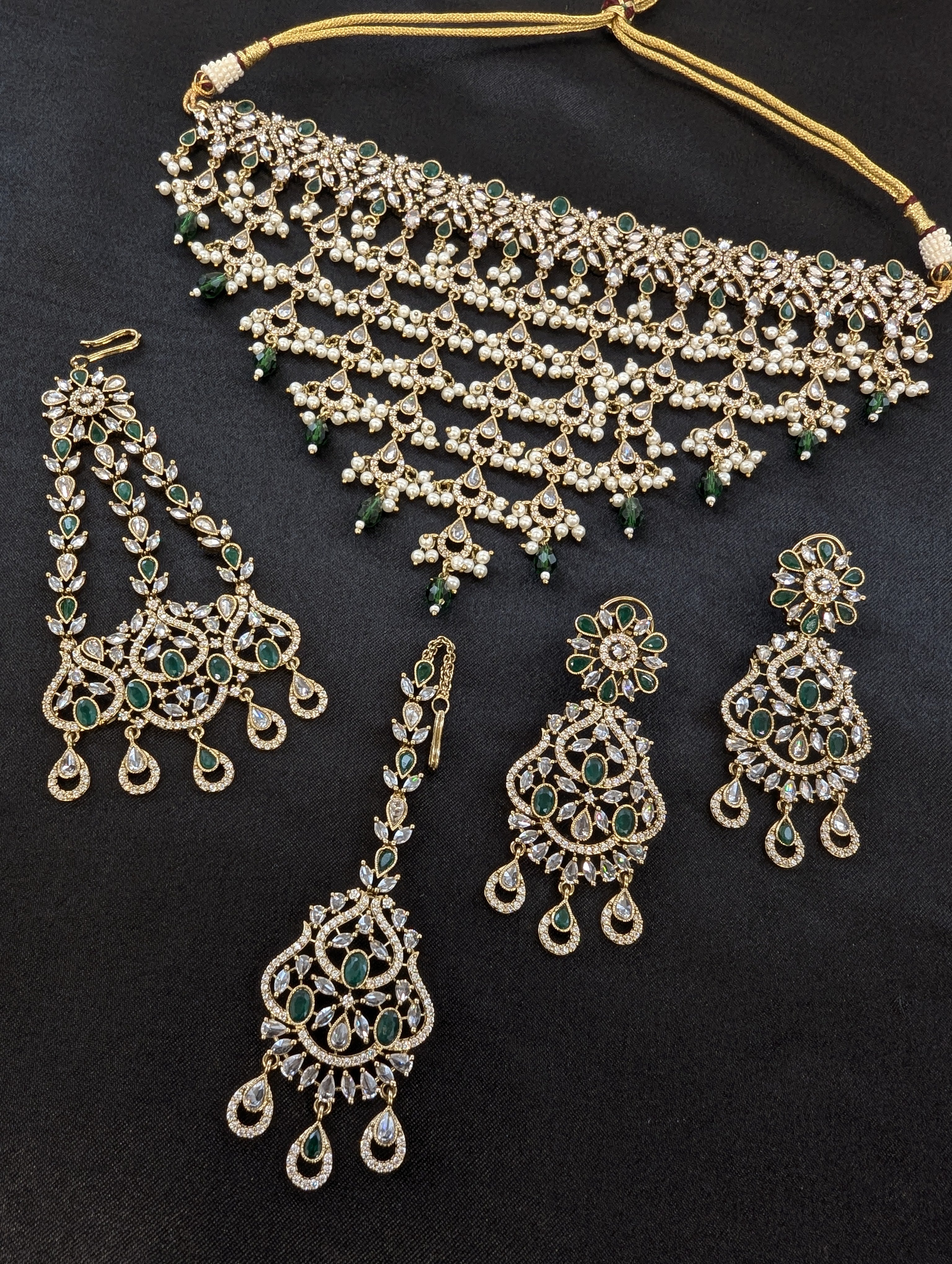 Saanvi CZ Semi Bridal Jewelry Set - Cubic Zirconia Necklace & Earrings for Weddings, Prom, Parties & Special Occasions