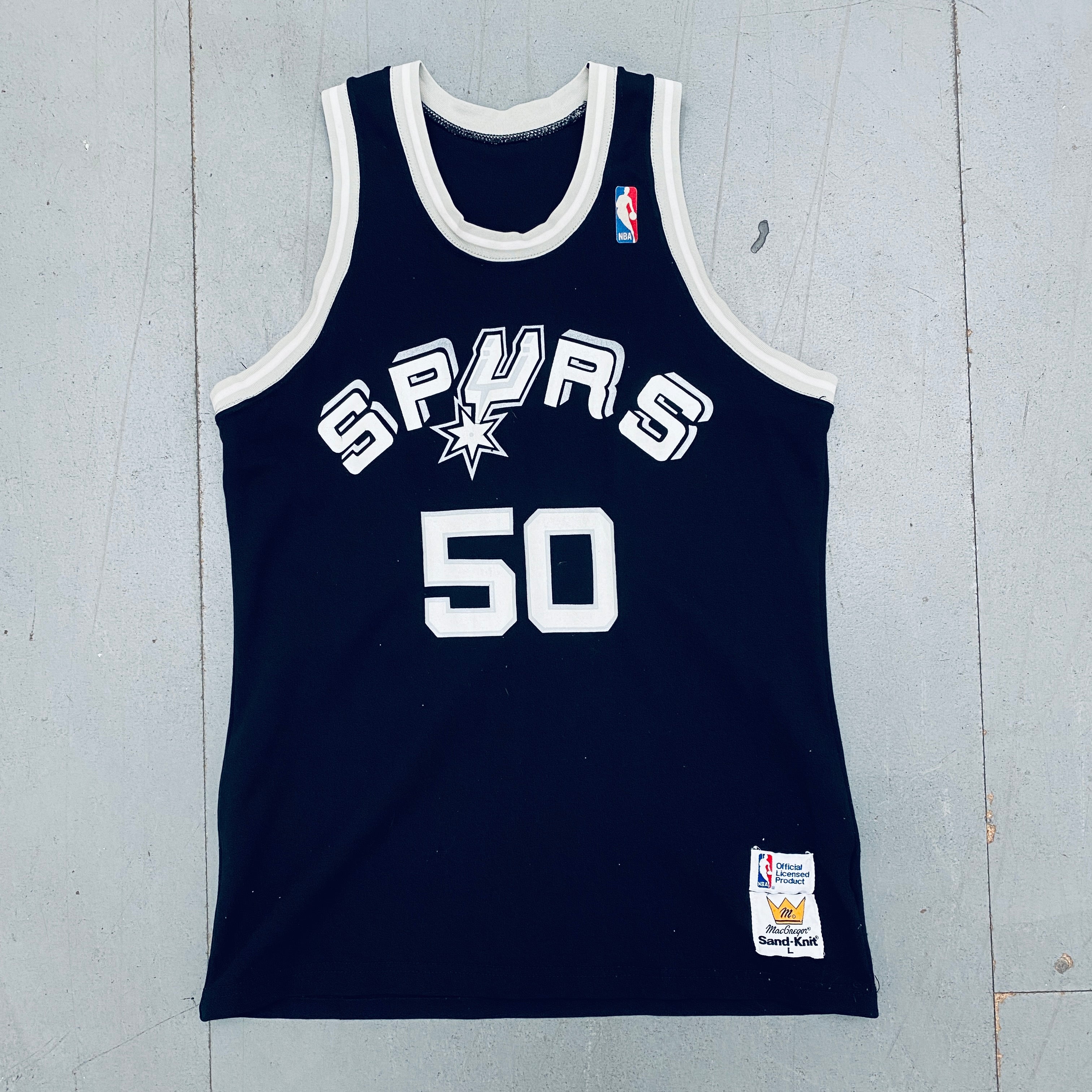 Vintage 1989/90 San Antonio Spurs David Robinson Rookie Black Sand Knit Jersey (S/M) - Authentic NBA Basketball Fan Gear for Collectors & Game Day Outfits