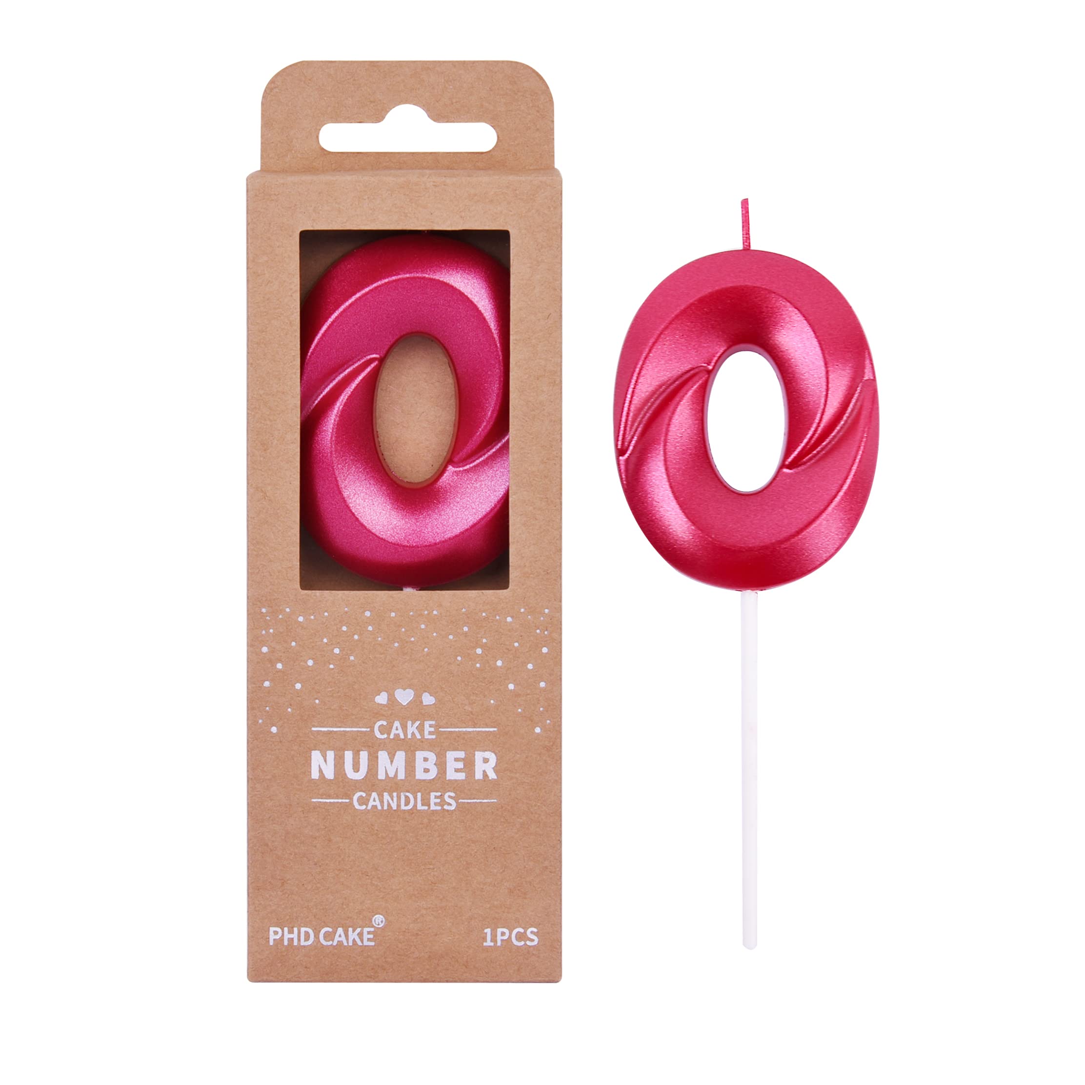 PHD CAKE 2.76 Inch Diamond Red Number 0 Birthday Candles - Red Number Cake Candles for Birthday Party Decorations & Celebration (Perfect for Cakes, Cupcakes, and Dessert Toppings)