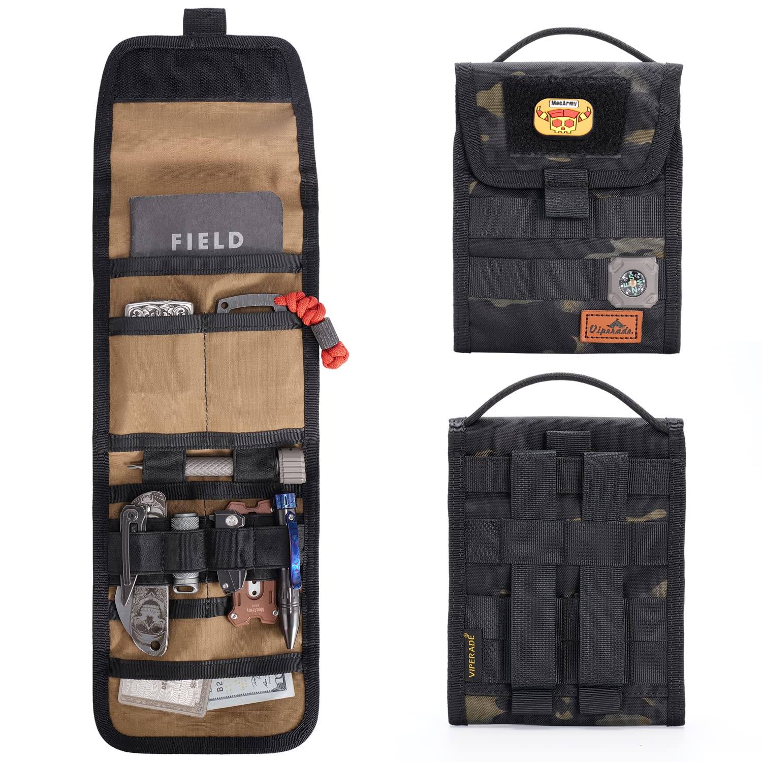 VIPERADE VE12 Folding EDC Organizer Pouch - Molle Compatible Tool Bag & Trifold Utility Pouch for Outdoor Gear, Tactical Equipment & Everyday Carry Essentials | Perfect for Camping, Hiking, Work & Travel Organization