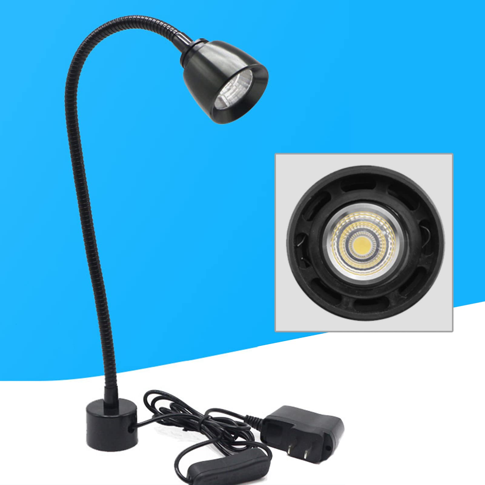 7W LED Machine Tool Lamp with Magnetic Base - Durable Metal LED Work Light, Adjustable Gooseneck Desk Lamp for Workbench, Reading, Headboard & Punching Machine | Perfect for Workshops, Garages & Home DIY Projects