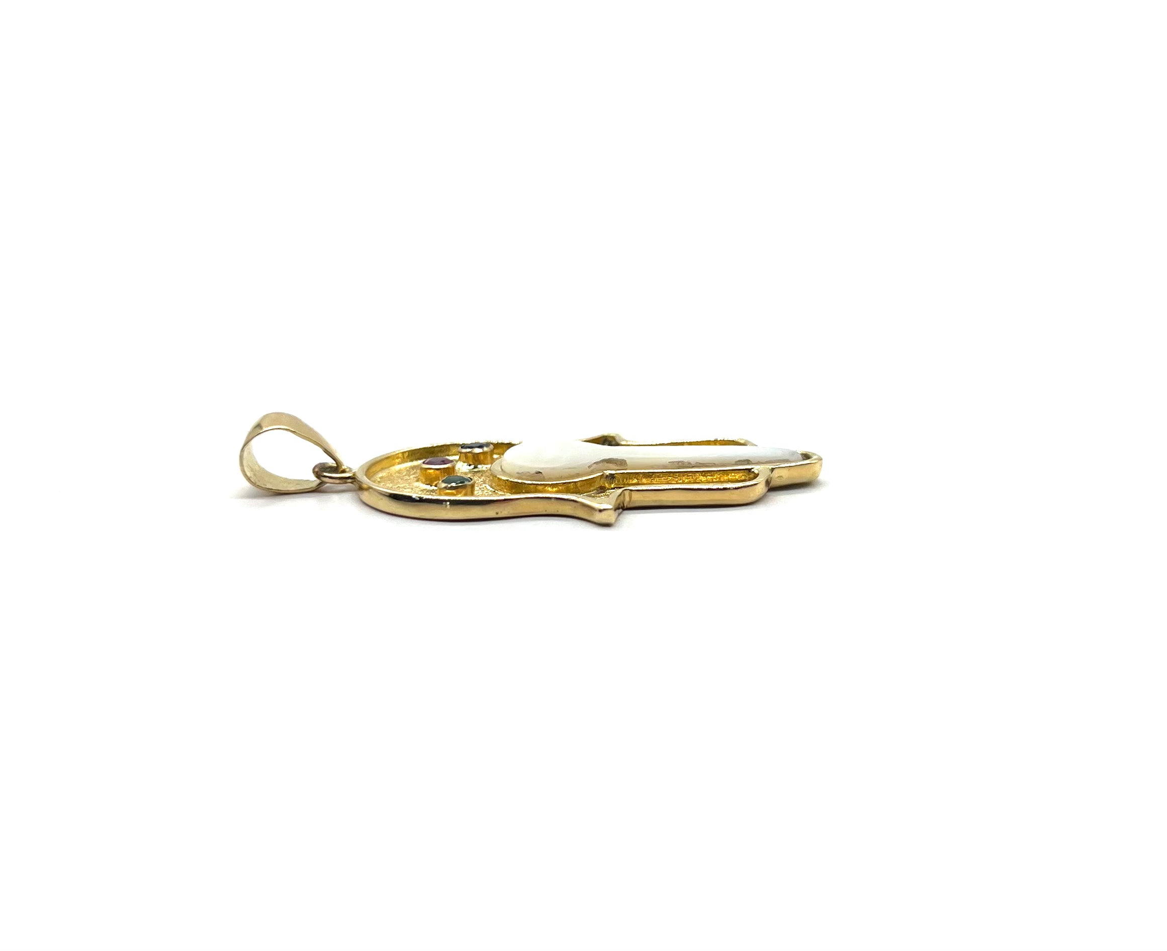 18k Yellow Gold Hamsa Pendant with Genuine Mother of Pearl - Elegant Hand of Fatima Necklace for Women, Perfect for Spiritual Protection & Everyday Wear