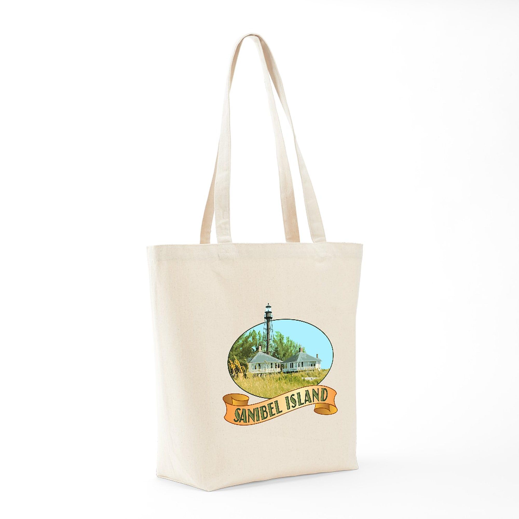 Sanibel Lighthouse Tote Bag - Natural Canvas Reusable Beach & Shopping Tote - Perfect for Groceries, Beach Trips & Everyday Use