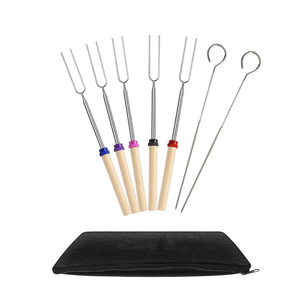 Ecloud Shop® 5-Pack Telescopic Stainless Steel Marshmallow Roasting Sticks - Extendable to 32
