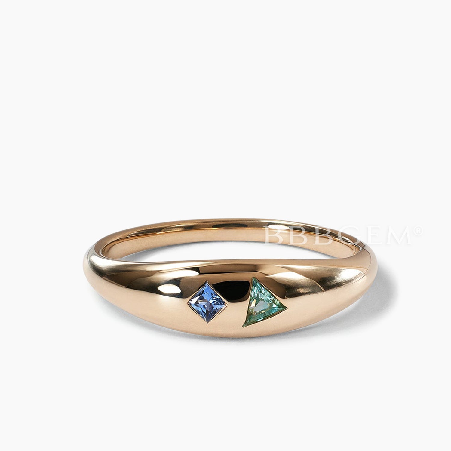 14K Rose Gold Flush Set Alexandrite Emerald Dome Wedding Ring – Elegant Bridal Jewelry for Engagement & Anniversary Gifts