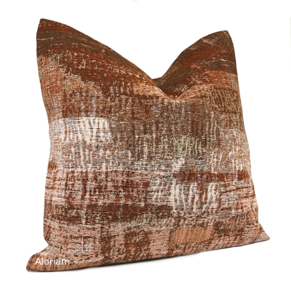 Grand Teton IV Rust Terracotta Brown Textured Pillow Cover - Decorative Throw Pillow for Sofa, Bed & Home Decor - Boho Farmhouse Style Accent Cushion