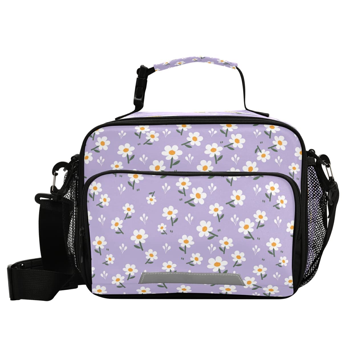 Floral Purple Insulated Lunch Bag for School, Work & Picnic - Adjustable Shoulder Strap Lunch Tote for Teens, Kids & Adults | Perfect for Students, Office & Outdoor Activities