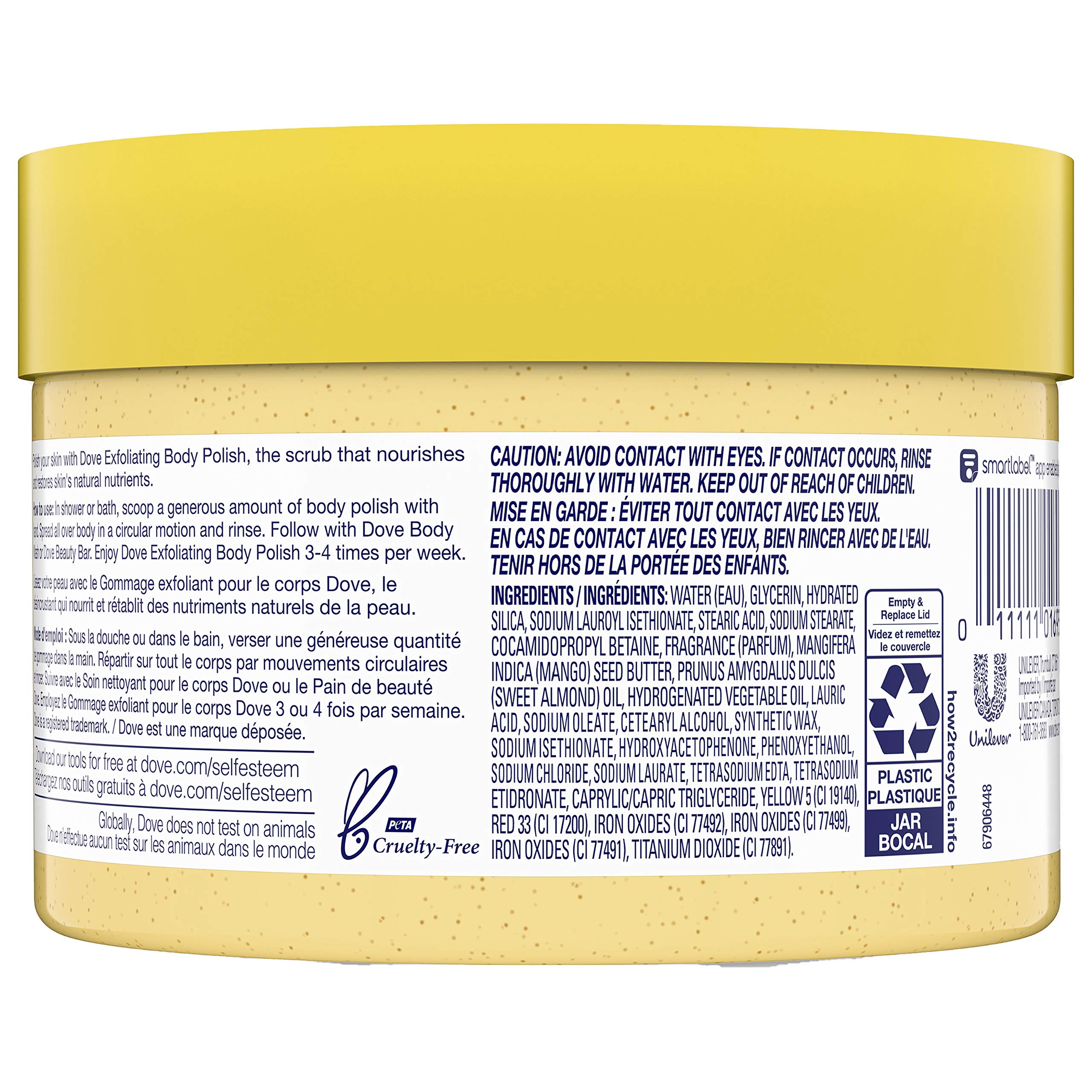 Dove Exfoliating Body Scrub with Crushed Almond & Mango Butter - 10.5 oz (4 Pack) - Gentle Exfoliator for Dry Skin - Reveals Healthy Glowing Skin - Perfect for Shower, Spa & Self-Care Routine