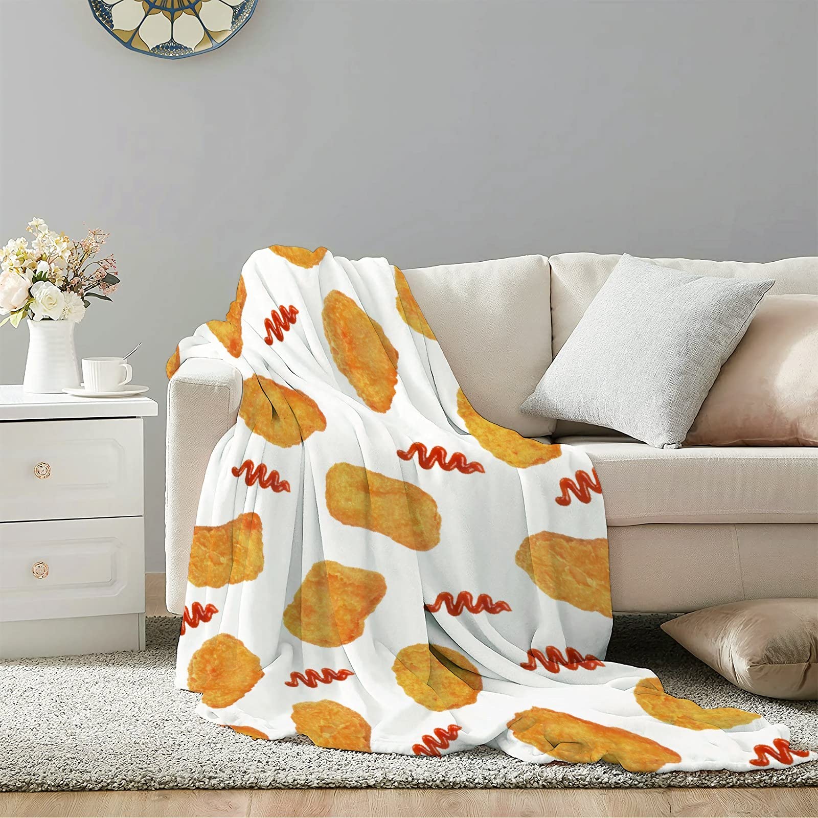 Soft Flannel Fleece Velvet Plush Chicken Nuggets Throw Blanket - 90
