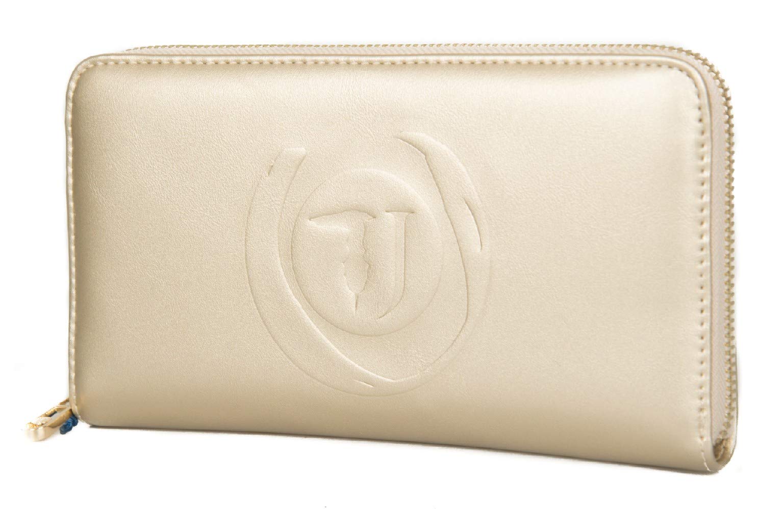 Trussardi Women's Genuine Eco-Leather Wallet - 3-Zip Pocket Large Wallet (20.5x11.5x2.5 cm) - Stylish & Durable JEANS Collection (Model 75W00201 9Y099998 FAITH) - Perfect for Everyday Use, Travel & Gift Giving