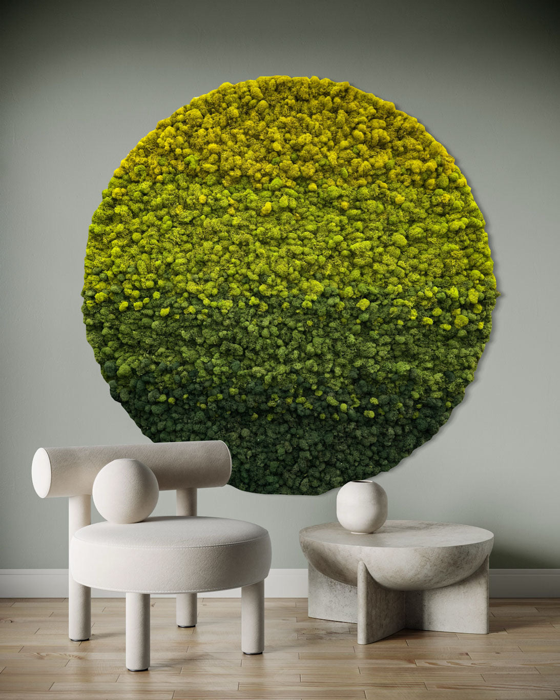 Ombre Circular Hanging Moss Wall Art - Natural Home Decor for Living Room, Bedroom, Office | Boho Chic Plant Wall Hanging for Indoor Spaces