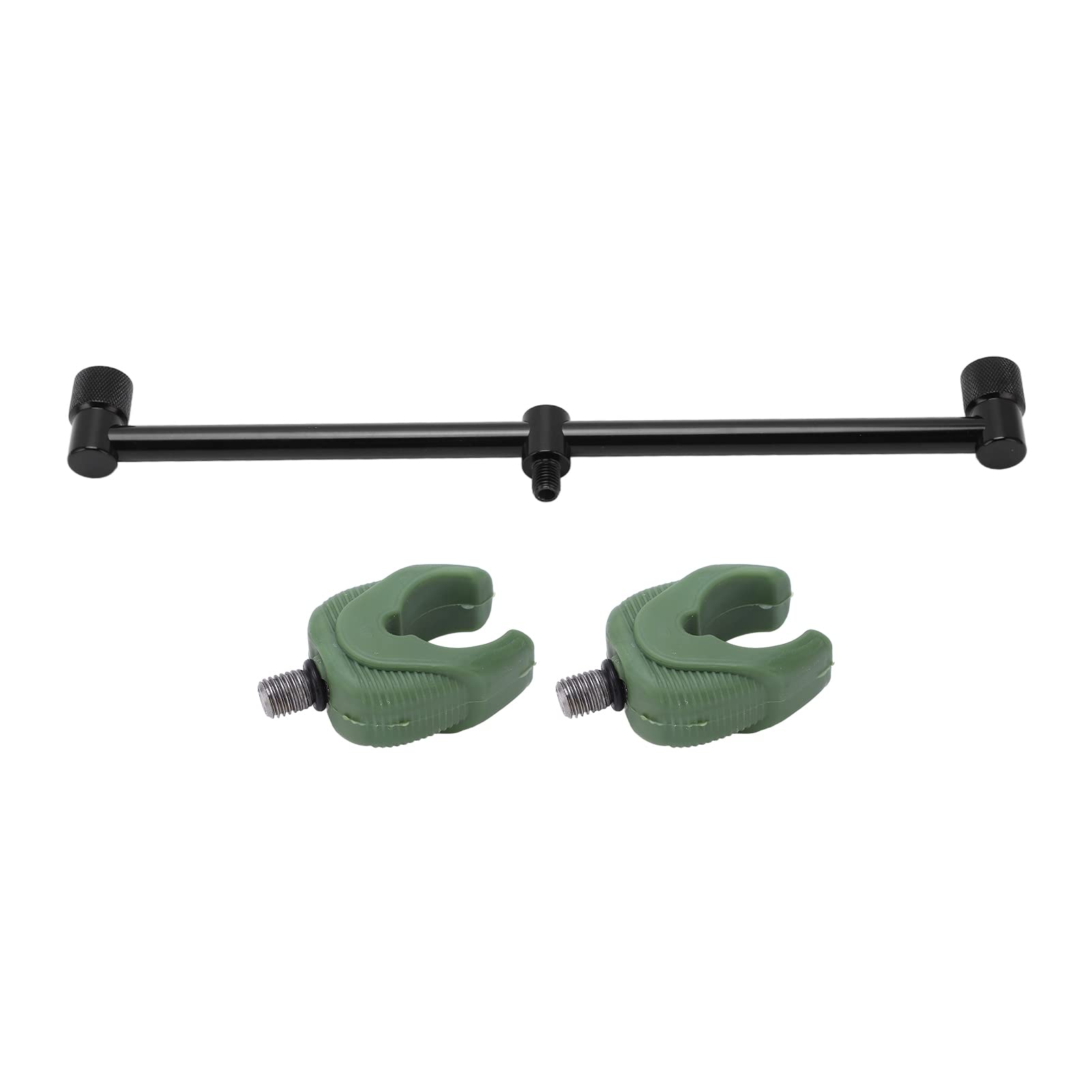Jopwkuin Fishing Rod Stand Holder - High Strength Military Green Portable & Durable Fishing Rod Crossbar Bracket for Outdoor Fishing (2 Heads 30cm Bracket + 2 Bracket Heads) - Perfect for Beach, Lake & River Fishing Trips
