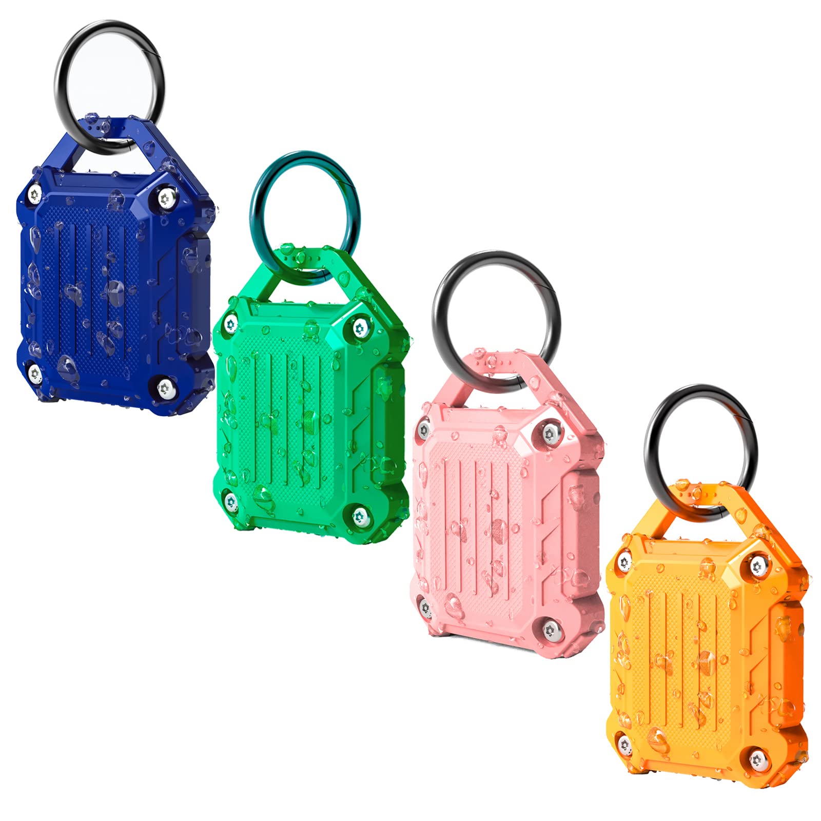 DOVICK Waterproof AirTag Keychain Case - 4Pack Black for Apple AirTag Tracker | Outdoor Travel & Keys Protection