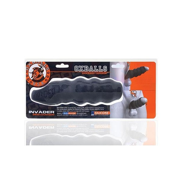 Invader Black Ice Cock Sheath - Premium Silicone Penis Sleeve for Enhanced Pleasure & Sensation - Perfect for Couples Play, Solo Exploration & BDSM Scenes