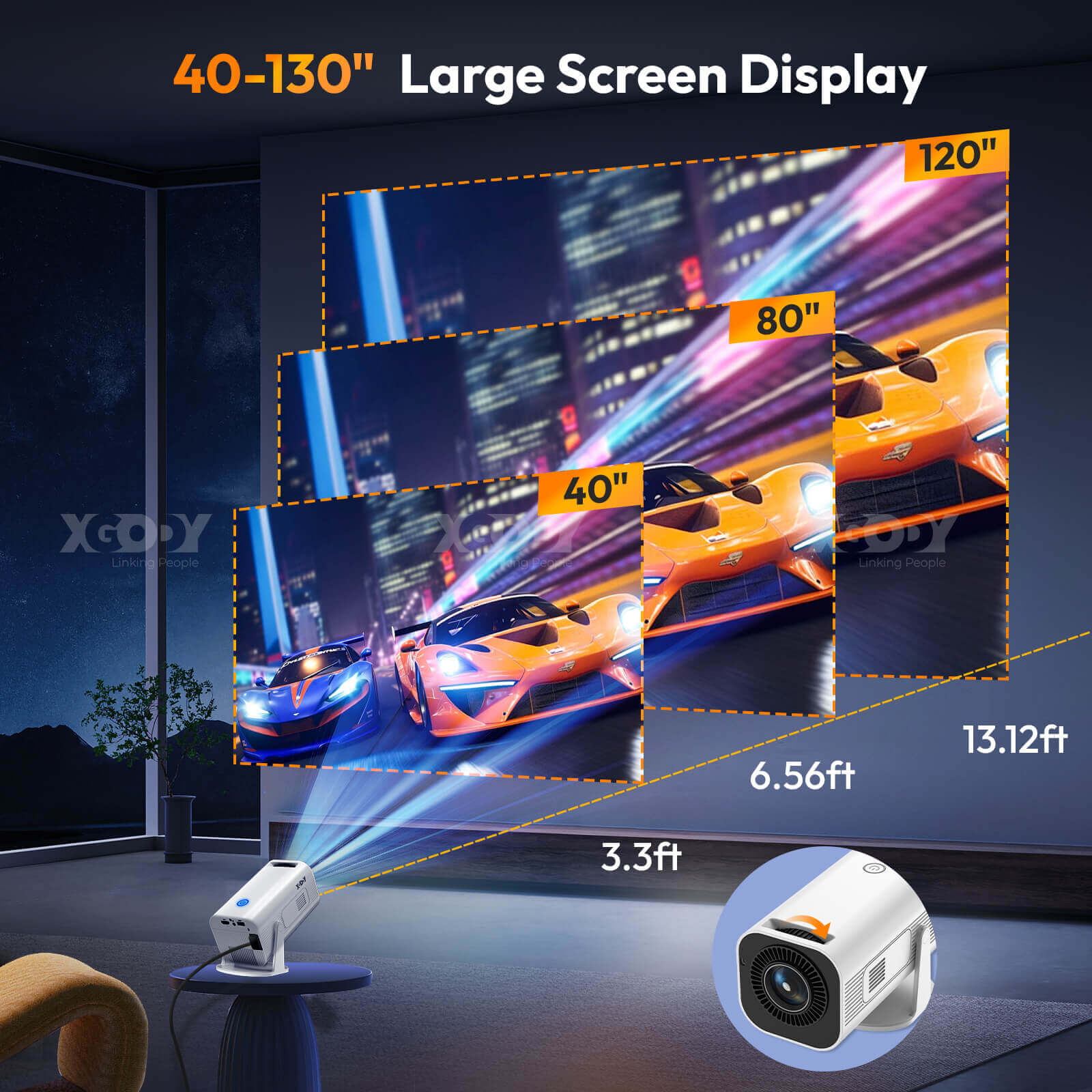Gimbal M1 Portable 1080P HD Projector with WiFi 6 & Bluetooth 5.2 - Wireless Home Theater Projector for Movies, Gaming & Outdoor Entertainment