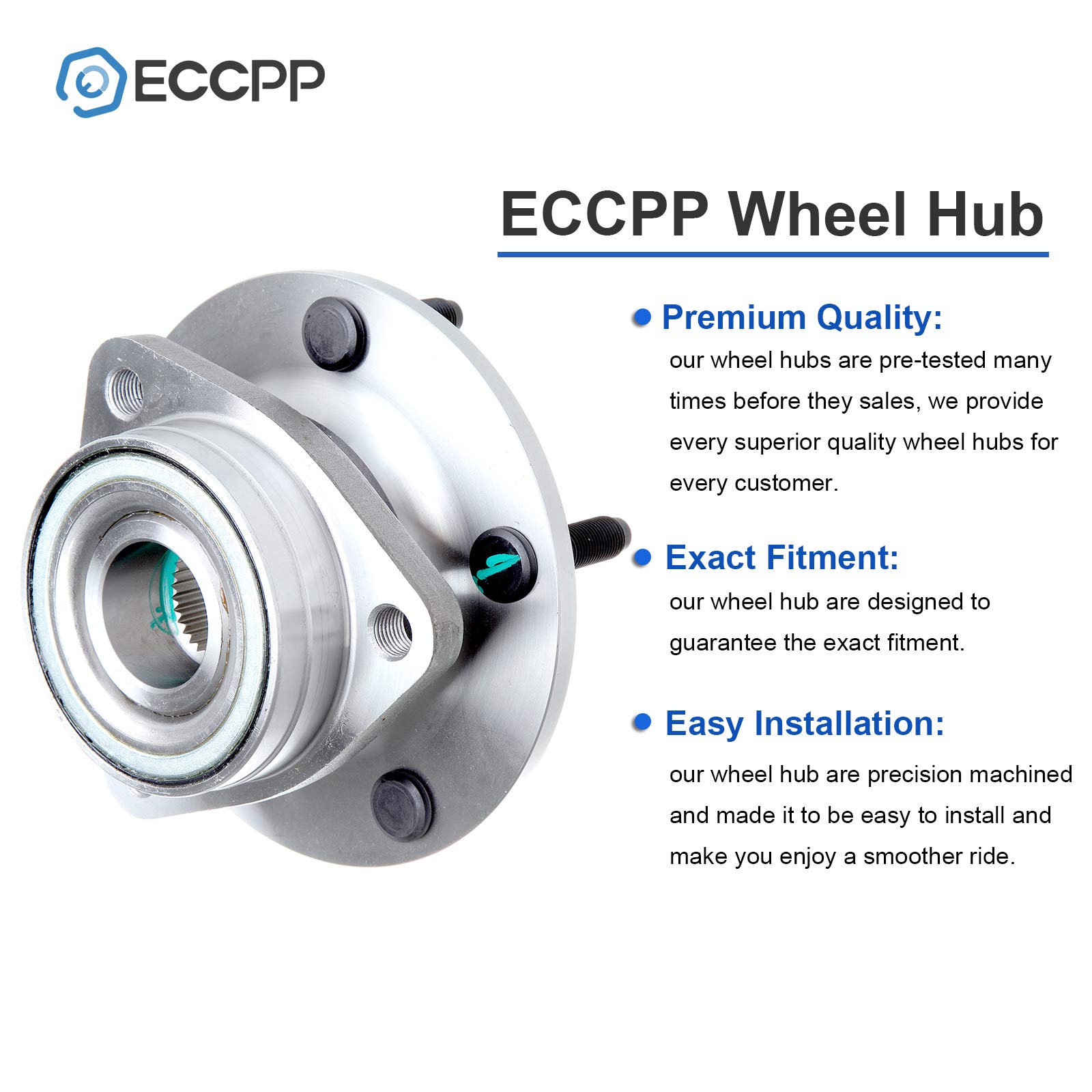 ECCPP Front 5 Lugs Wheel Bearing & Hub Assembly Compatible with 1994-1999 Dodge Ram 1500 - Replacement Part #515006 - Perfect for Off-Roading & Heavy-Duty Towing