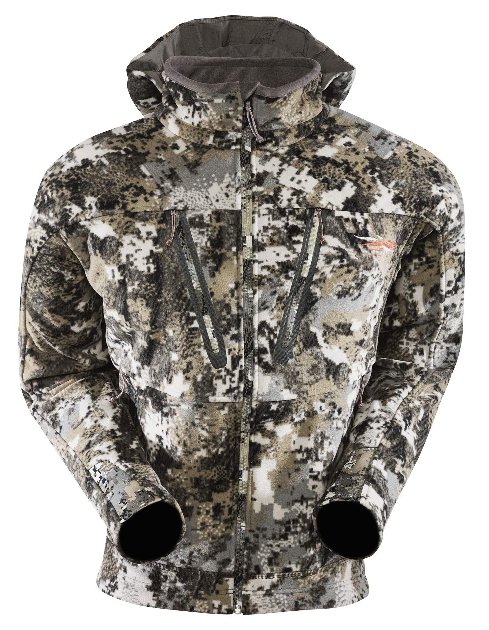 SITKA Men's Standard Stratus Windstopper Water Repellent Ultra-Quiet Fleece Hunting Jacket with Removable Hood - Elevated II - XX-Large Tall | Cold Weather Hunting Gear for Outdoor Adventures & Wilderness Exploration