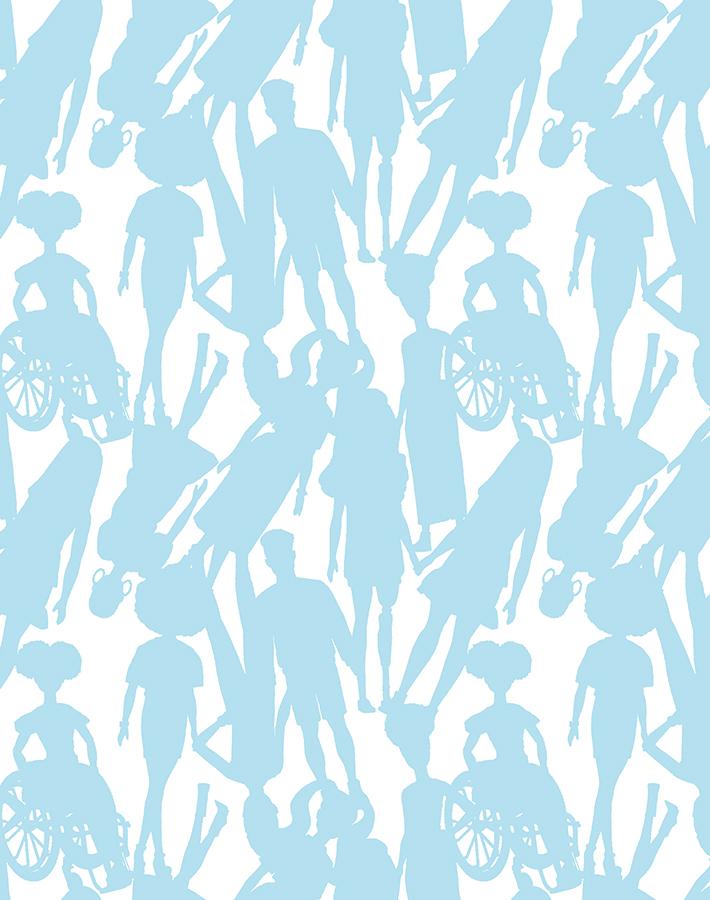 Barbie™ Fashionistas™ Silhouettes Wallpaper in Baby Blue - Perfect for Girls' Bedroom, Nursery, and Playroom Decor