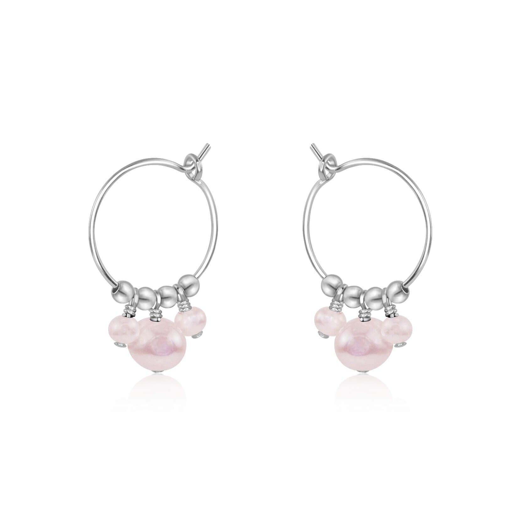 Elegant White Freshwater Pearl Drop Hoop Earrings - Genuine Gemstone Beaded Jewelry for Women | Perfect for Weddings, Parties & Everyday Wear